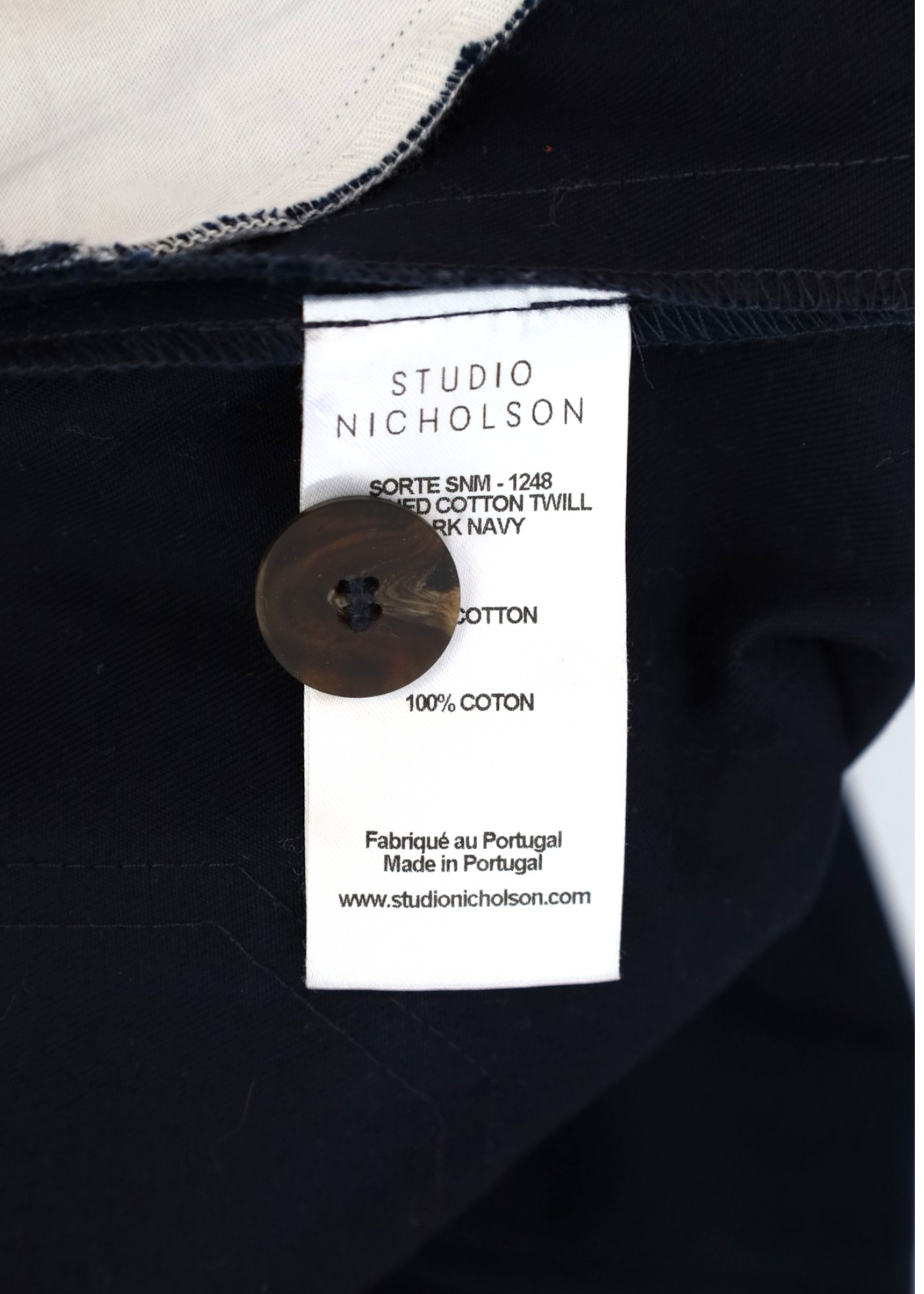 STUDIO NICHOLSON Navy Cotton Pleated Barrel Leg Pants