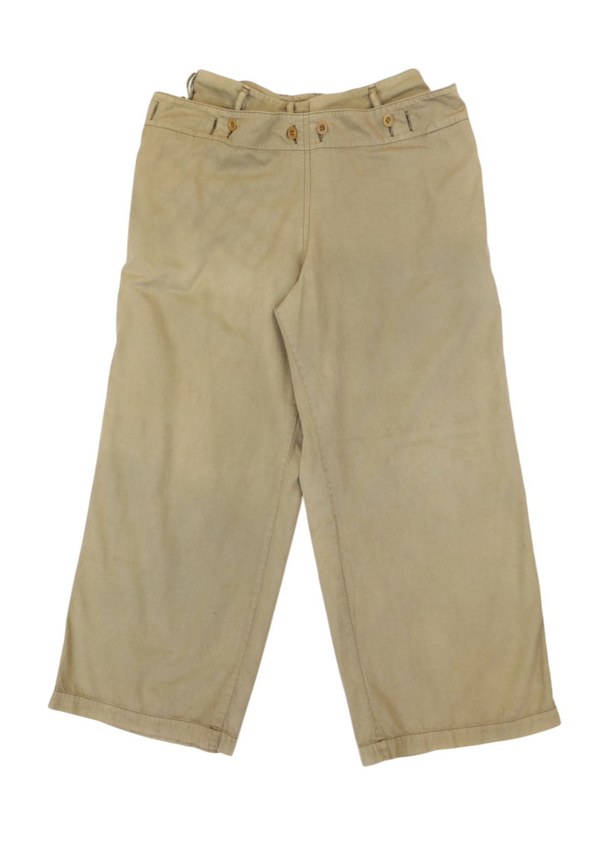 Y'S YOHJI YAMAMOTO (AS IS) 2022 Khaki Beige Cotton Layered Wide Leg Pants
