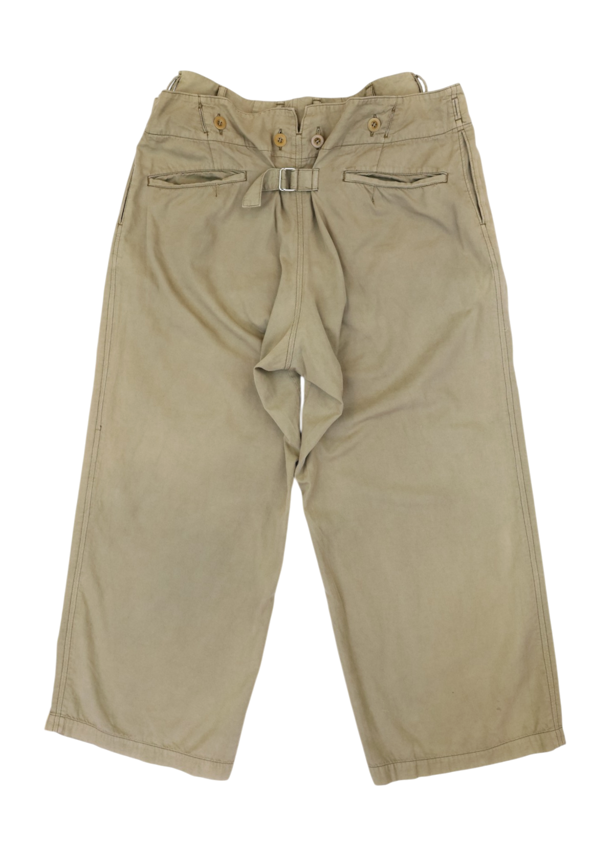Y'S YOHJI YAMAMOTO (AS IS) 2022 Khaki Beige Cotton Layered Wide Leg Pants