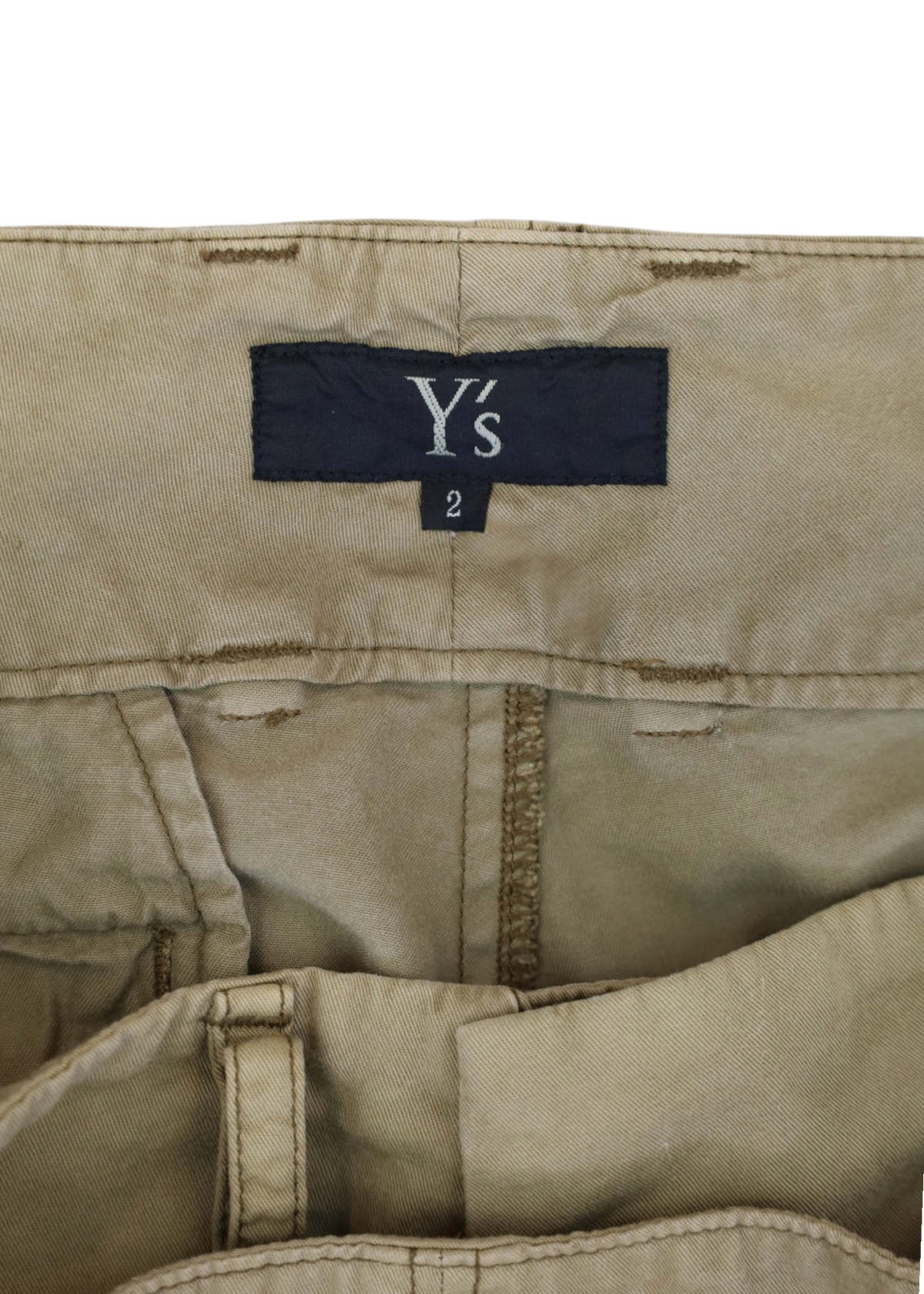 Y'S YOHJI YAMAMOTO (AS IS) 2022 Khaki Beige Cotton Layered Wide Leg Pants