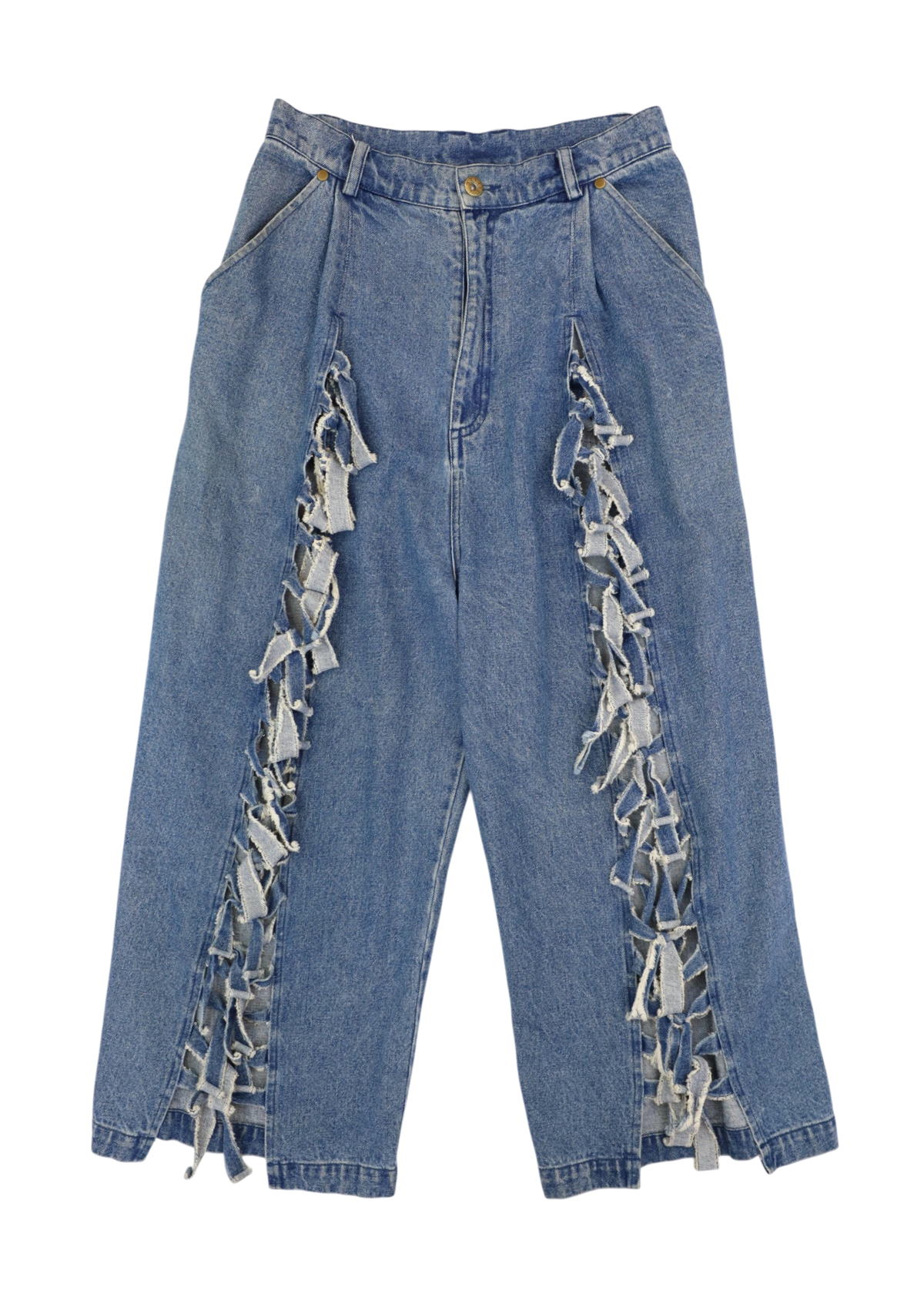 PAM Midwash Blue Denim Cut Out Drawstring Balloon Jeans