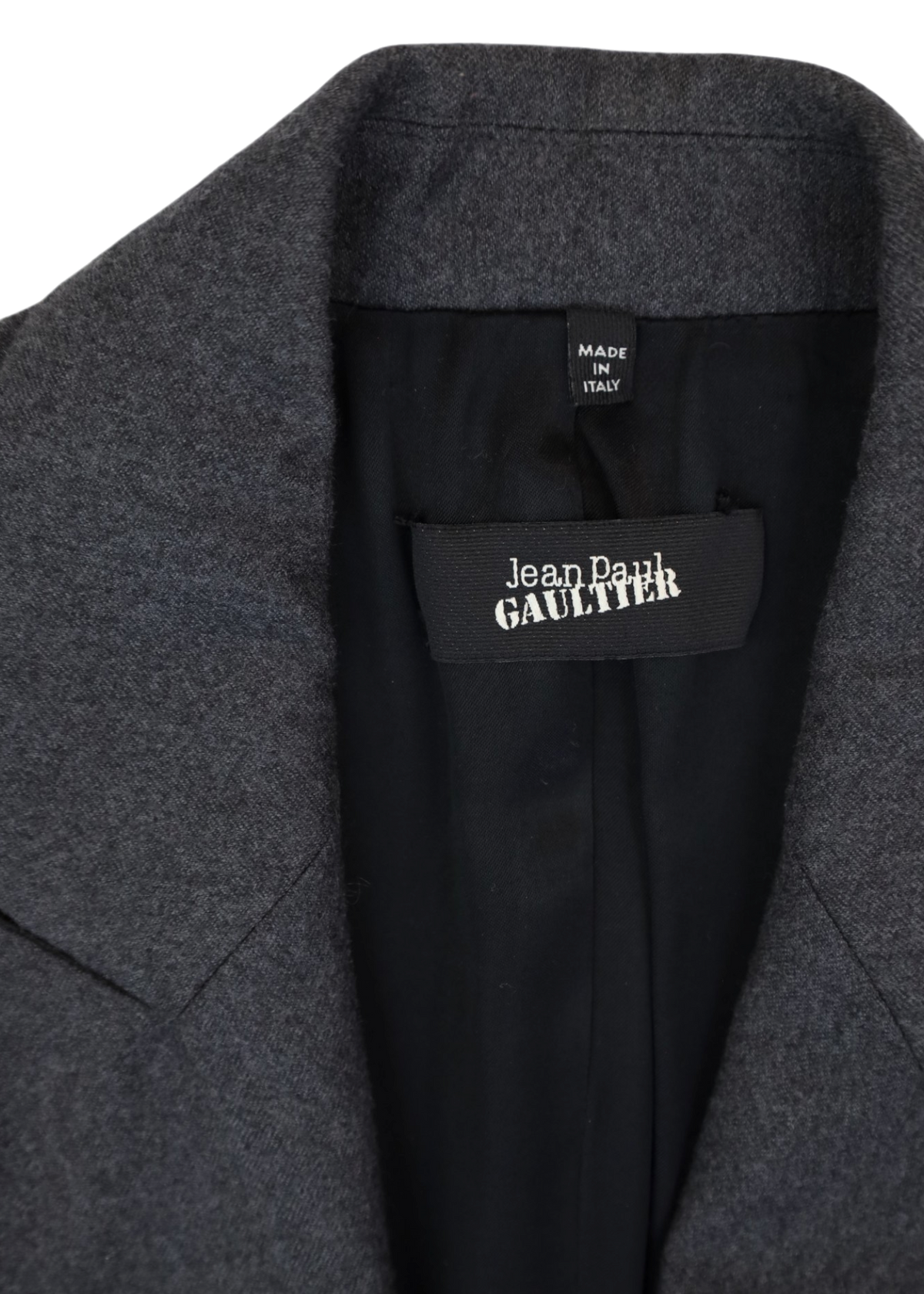 JEAN PAUL GAULTIER Grey Wool/Cashmere Crop Wrap Blazer