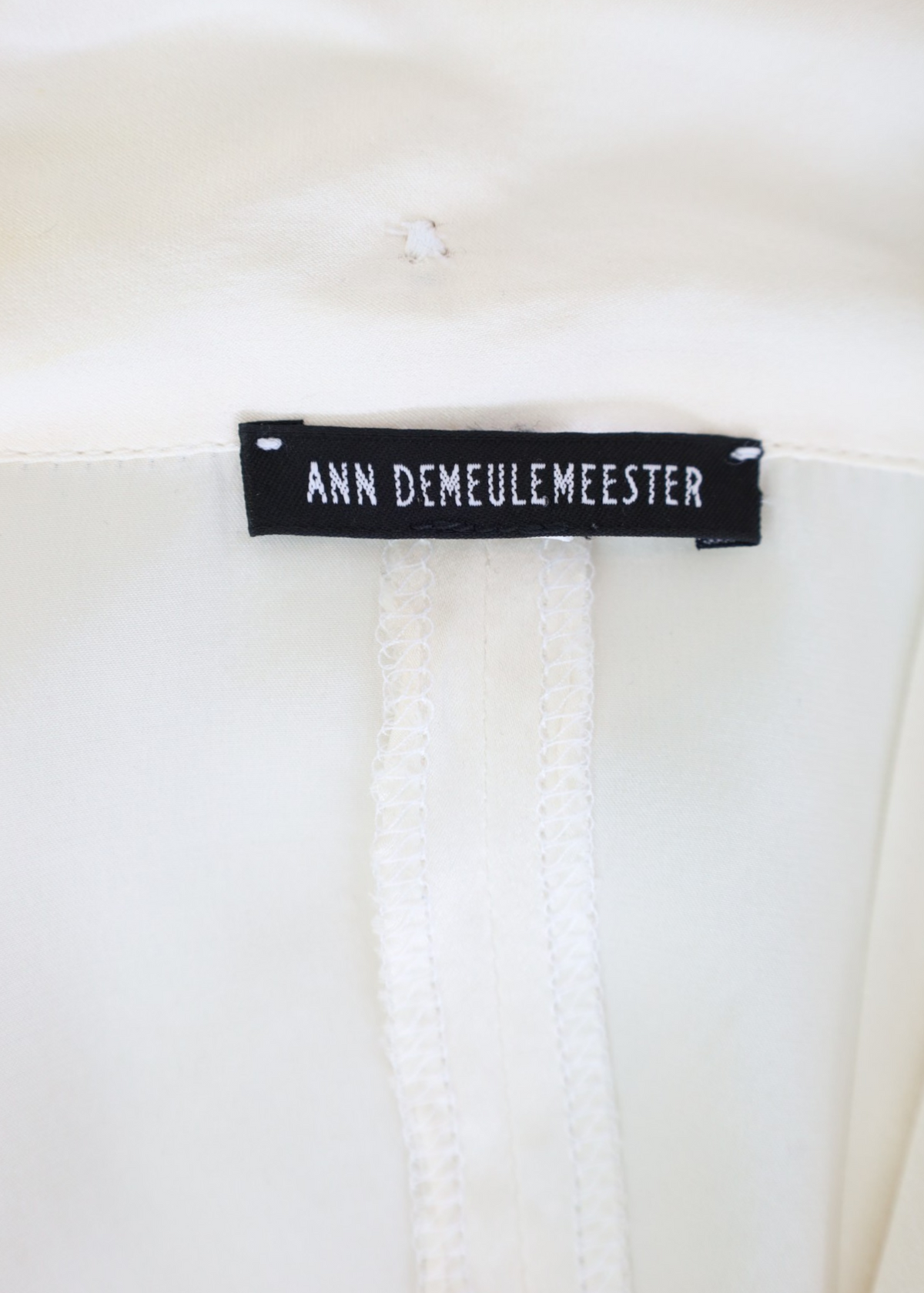 ANN DEMEULEMEESTER Cream Silk Draped Wrap Cowl Neck Button Up
