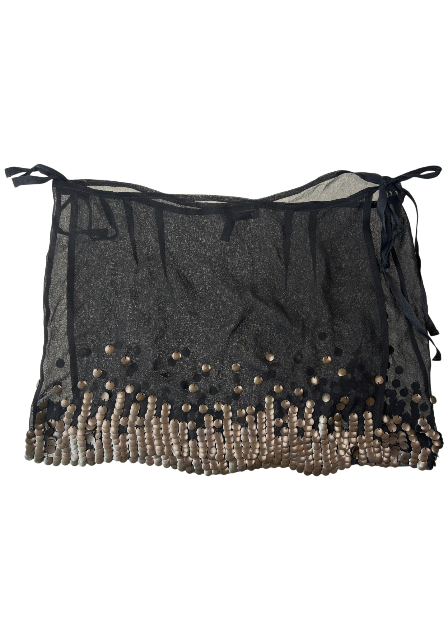 ANN DEMUELEMEESTER (AS IS) Re-Edition AW2004 Chiffon Bronze Coin Wrap Mini Skirt