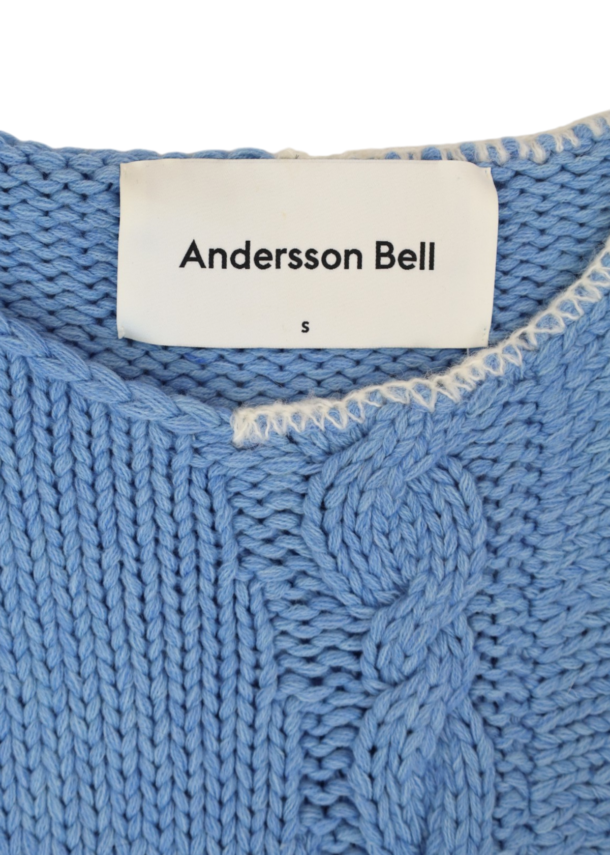 ANDERSSON BELL Baby Blue Cable Knit Tassel Vest