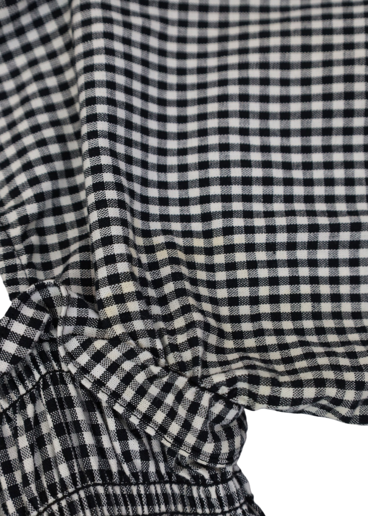 SANDY LIANG 'Beeper' Black/White Gingham Cotton Shirred Midi Dress