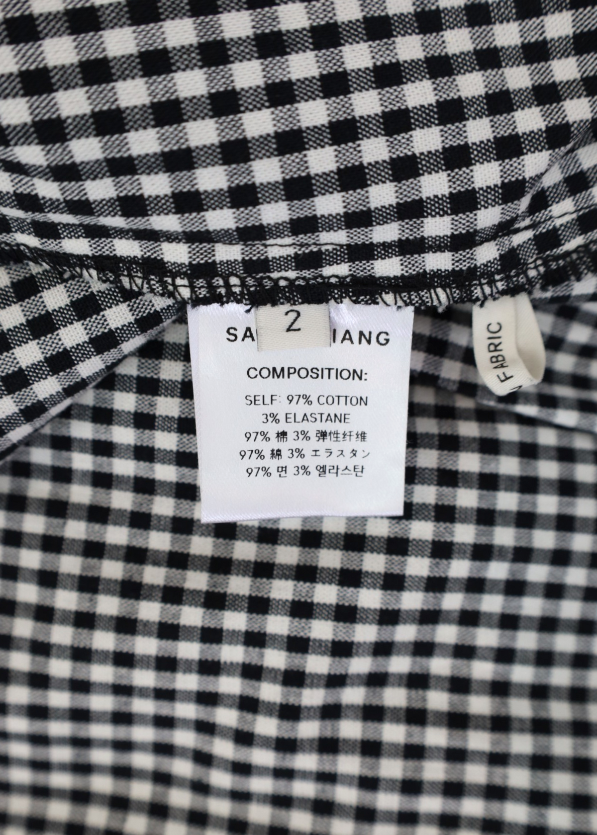 SANDY LIANG 'Beeper' Black/White Gingham Cotton Shirred Midi Dress