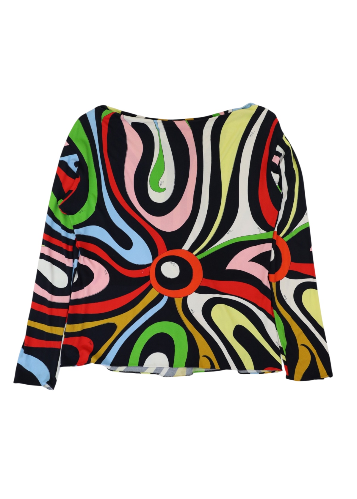 EMILIO PUCCI (AS IS) 'Marmo Jersey Blouse' Multicolour Boat Neck Top