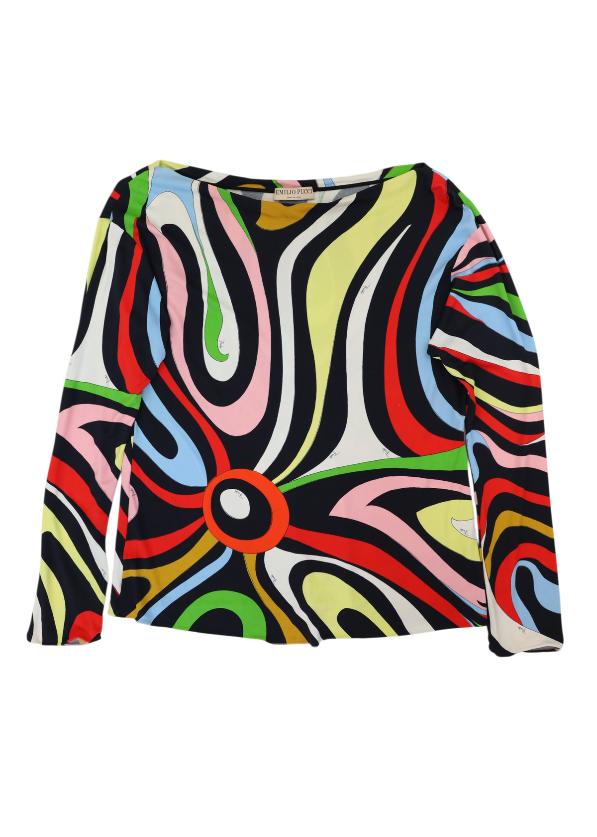 EMILIO PUCCI (AS IS) 'Marmo Jersey Blouse' Multicolour Boat Neck Top