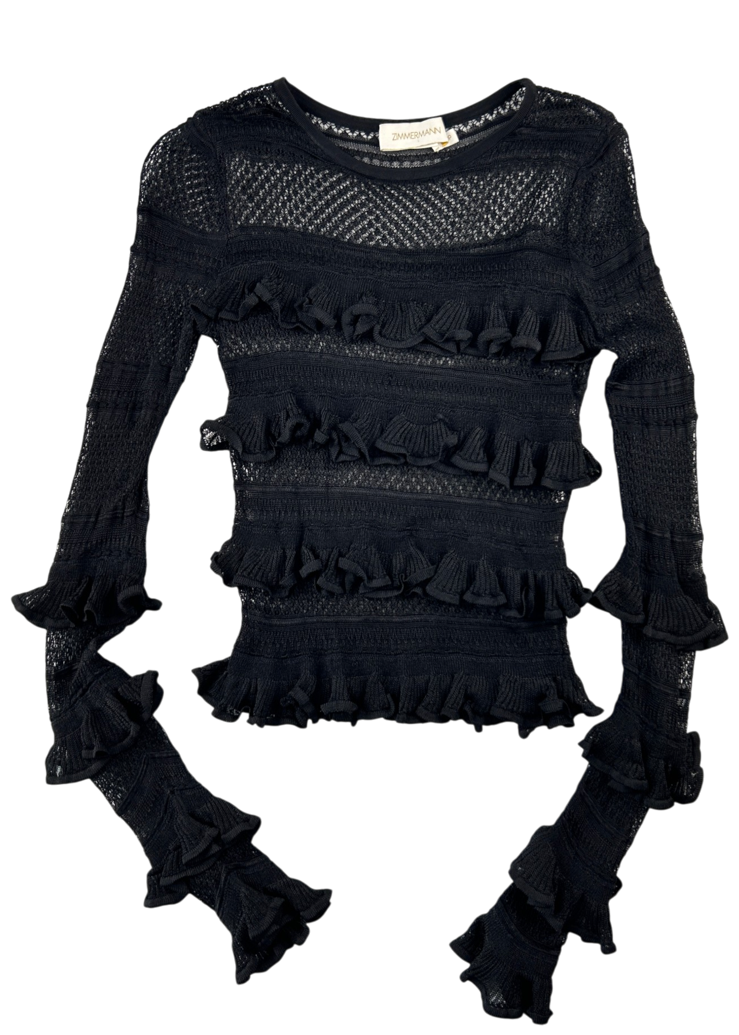 ZIMMERMAN Tiered Frill Knit Long Sleeve