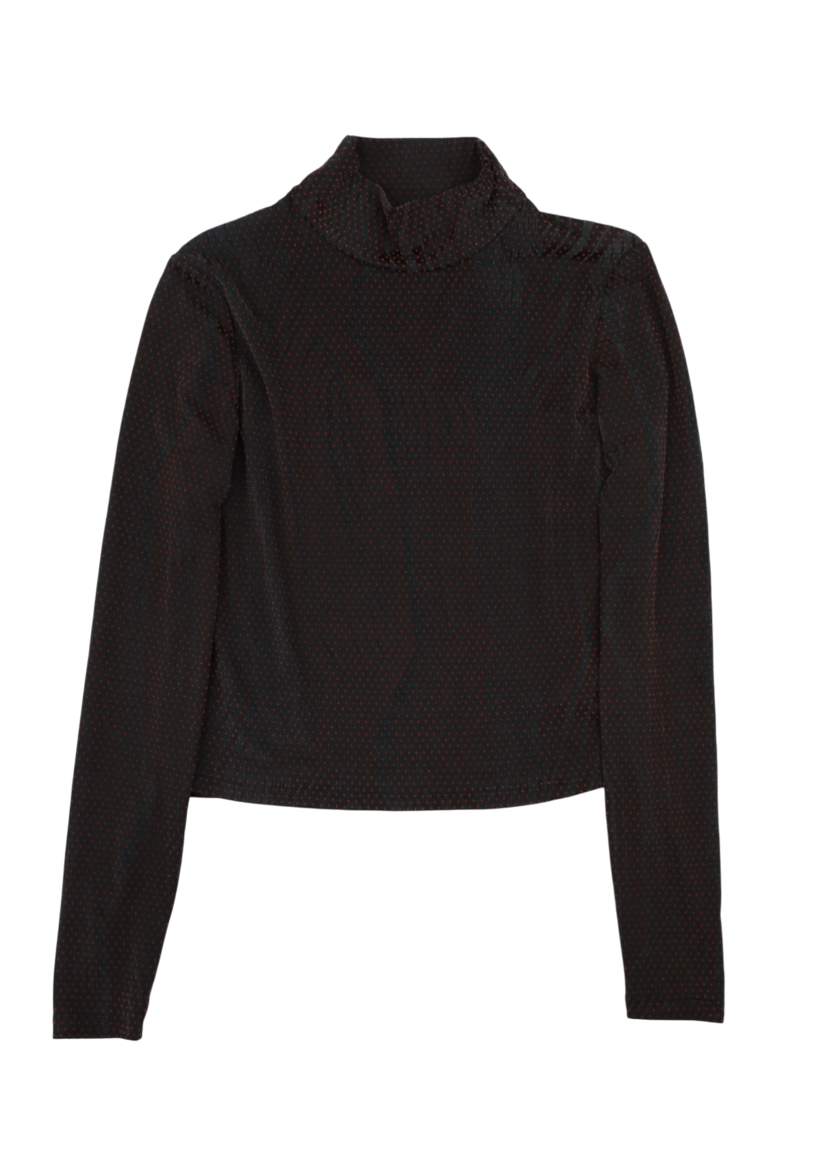 ECKHAUS LATTA Black/Red/Green Flocked Dot Mesh Turtleneck