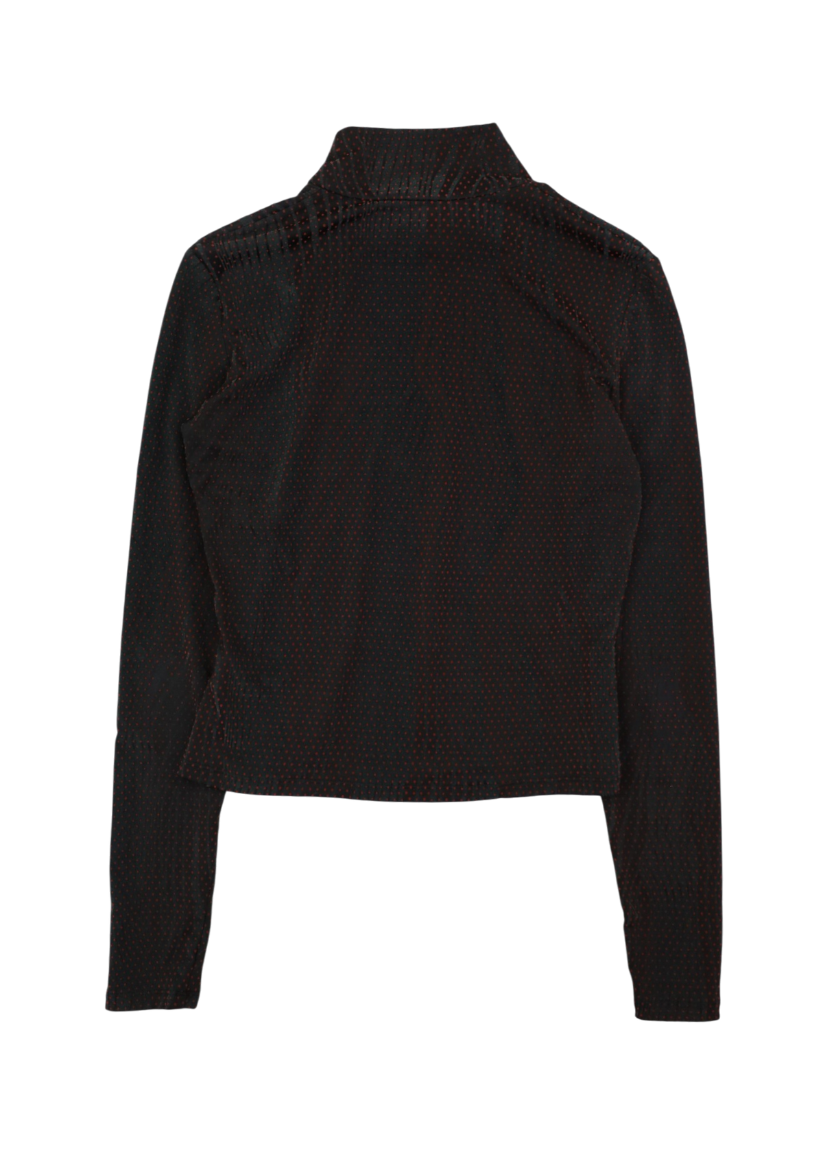 ECKHAUS LATTA Black/Red/Green Flocked Dot Mesh Turtleneck