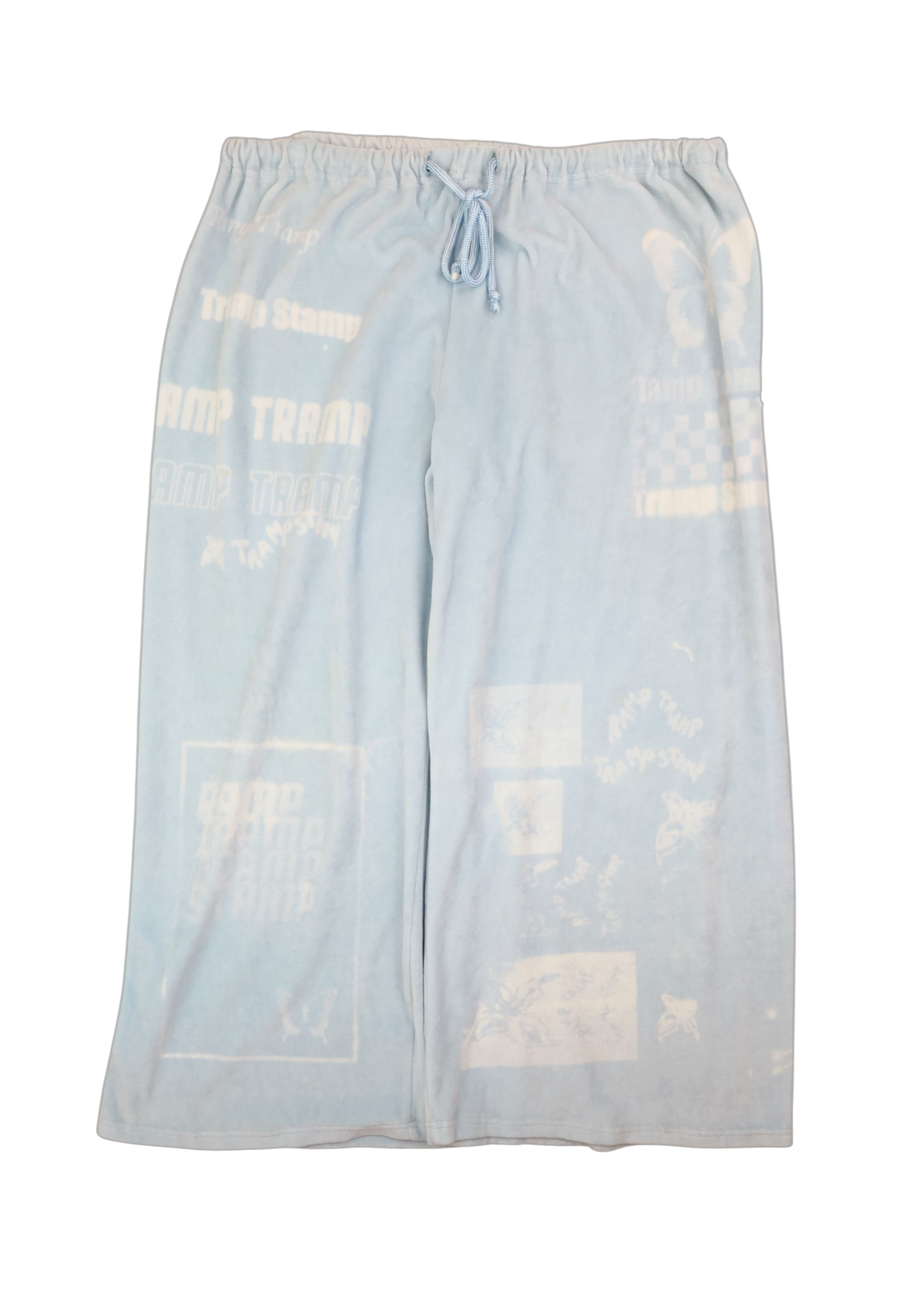 RAMP TRAMP TRAMP STAMP 'Yummy Mummy Tracksuit' Sky Blue Velour Wide Leg Pants