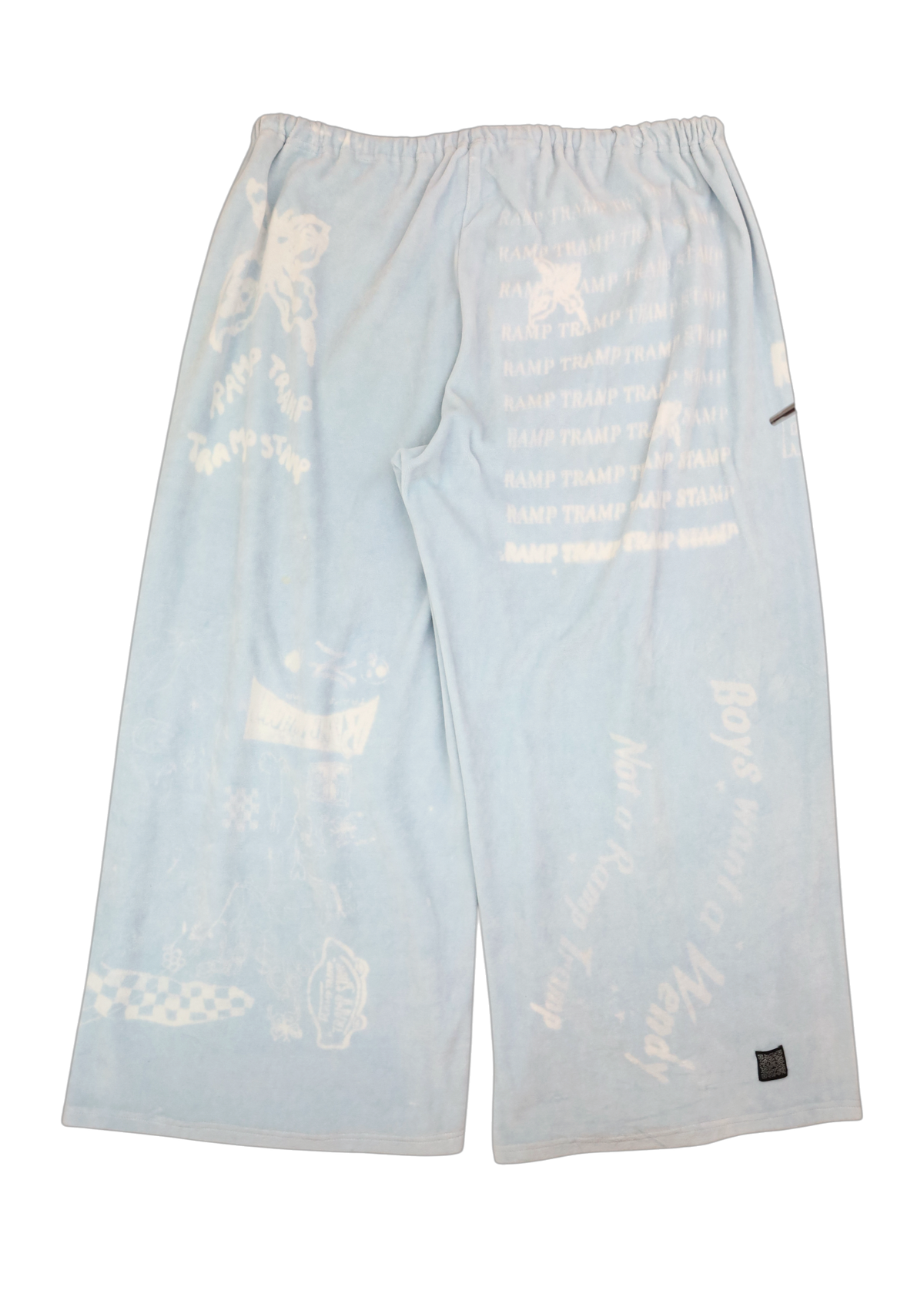 RAMP TRAMP TRAMP STAMP 'Yummy Mummy Tracksuit' Sky Blue Velour Wide Leg Pants
