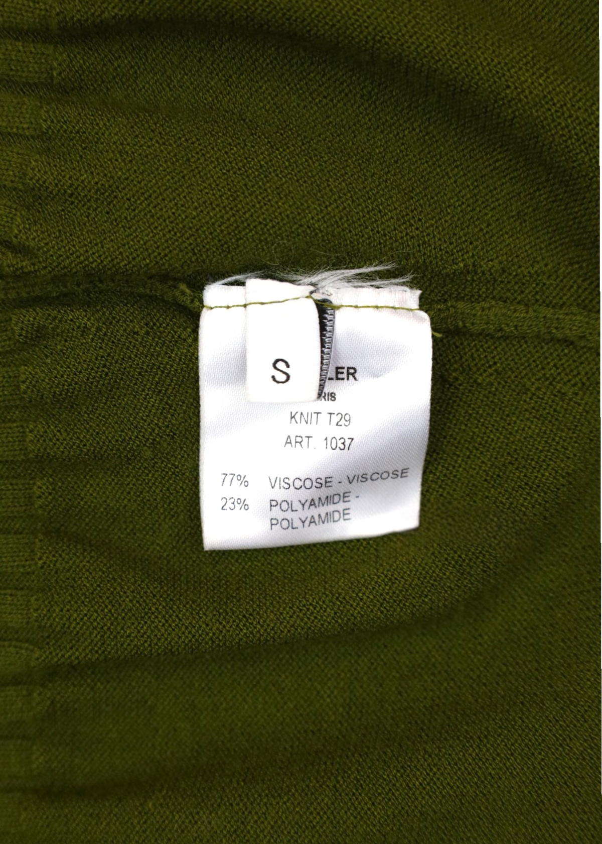 MUGLER Olive Green Knit Star Button Roll Neck Top