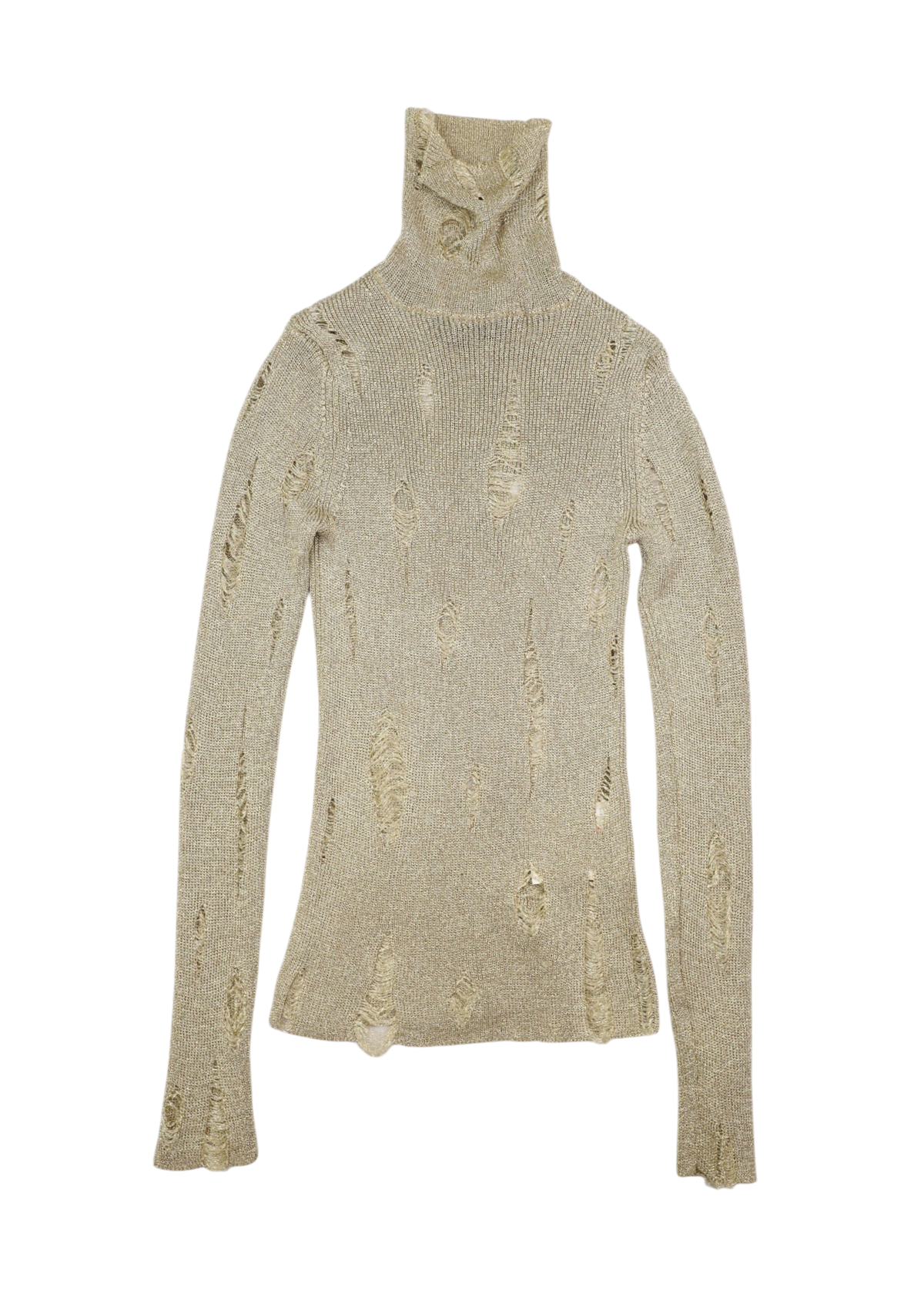 JUNYA WATANABE COMME DES GARCONS x 10 Corso Como A/W2003 Gold Metallic Distressed Knit Turtleneck
