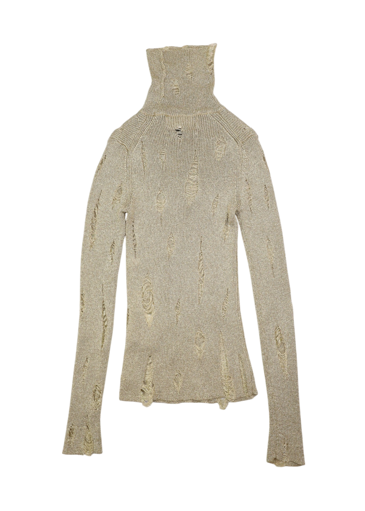 JUNYA WATANABE COMME DES GARCONS x 10 Corso Como A/W2003 Gold Metallic Distressed Knit Turtleneck