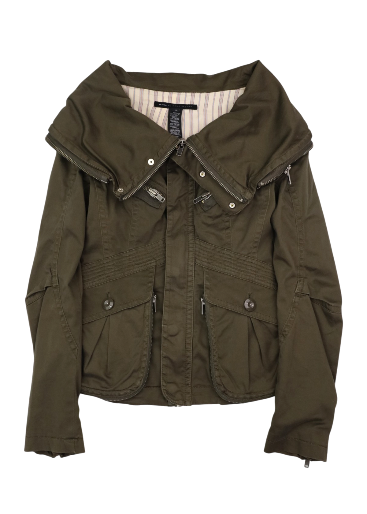 MARC BY MARC JACOBS Green Cotton Roll Neck Zip Up Jacket