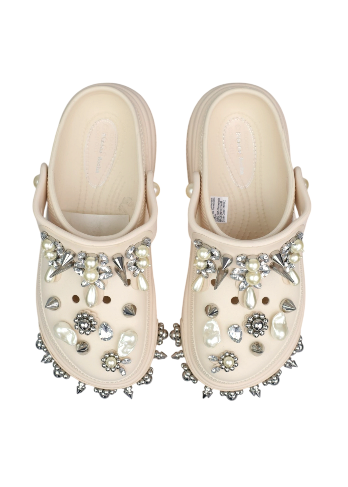 SIMONE ROCHA X CROCS Cream Pearl/Gem Studded Platform Clogs