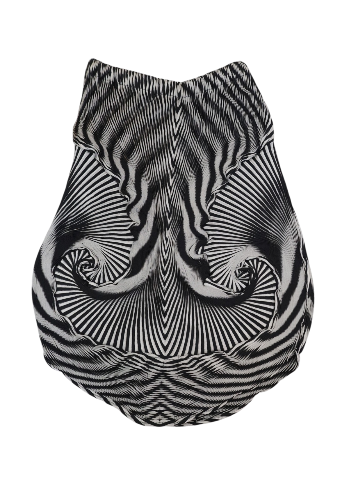 ISSEY MIYAKE AW2016 Black/Grey Spiral Illusion Pleated Midi Skirt