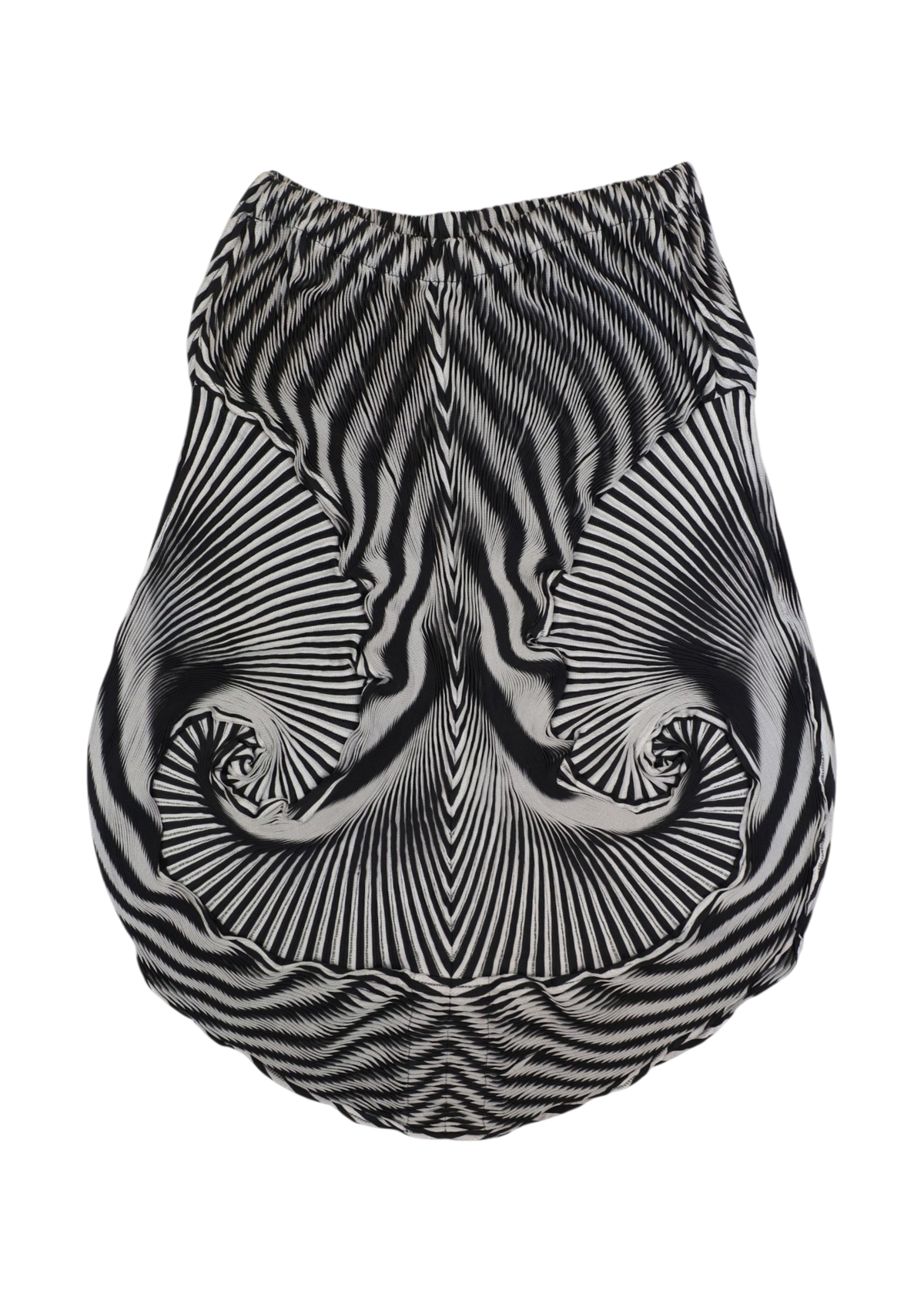 ISSEY MIYAKE AW2016 Black/Grey Spiral Illusion Pleated Midi Skirt