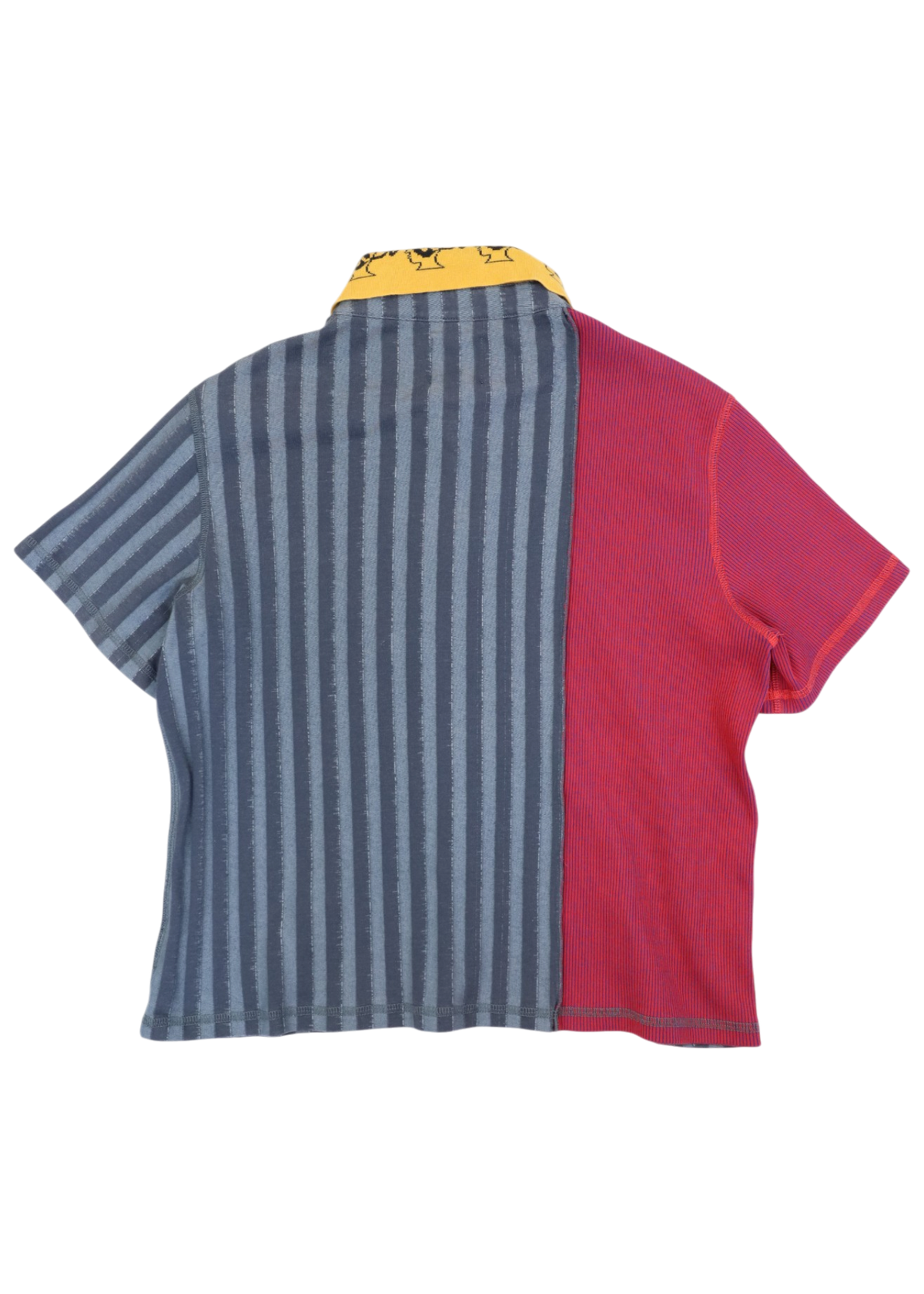BRAINDEAD Grey/Red Jacquard Collar Panelled Polo