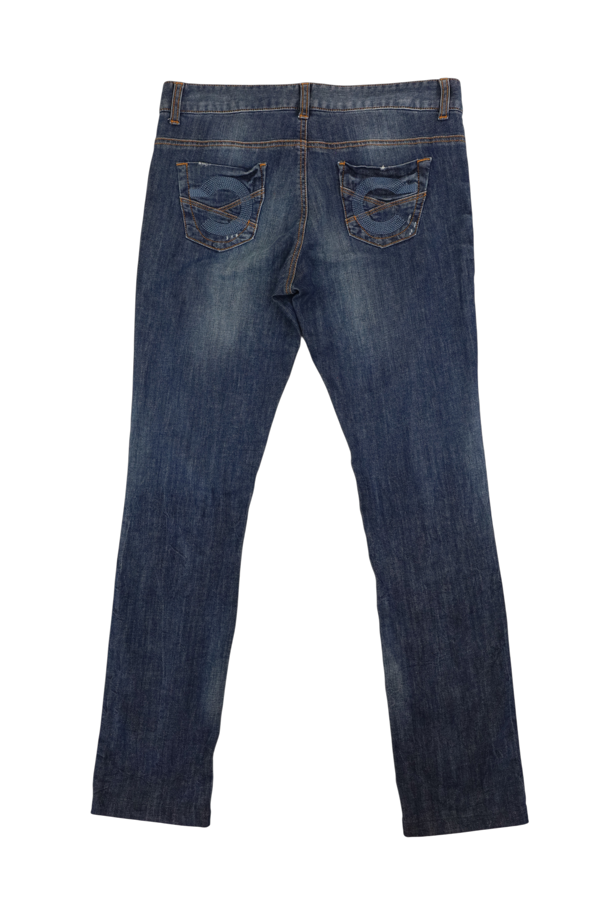 ROBERTO CAVALLI CLASS Mid-Wash Distressed Straight Jeans