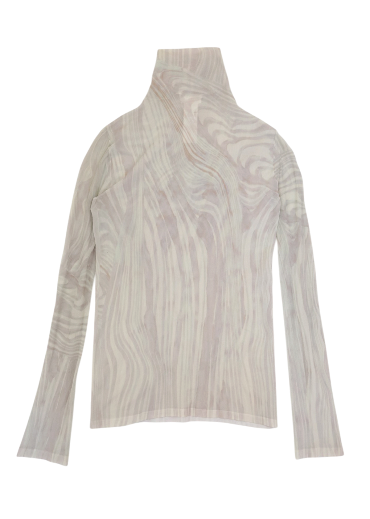 ACNE STUDIOS Beige/Green Pattern Mesh Mock Neck Top