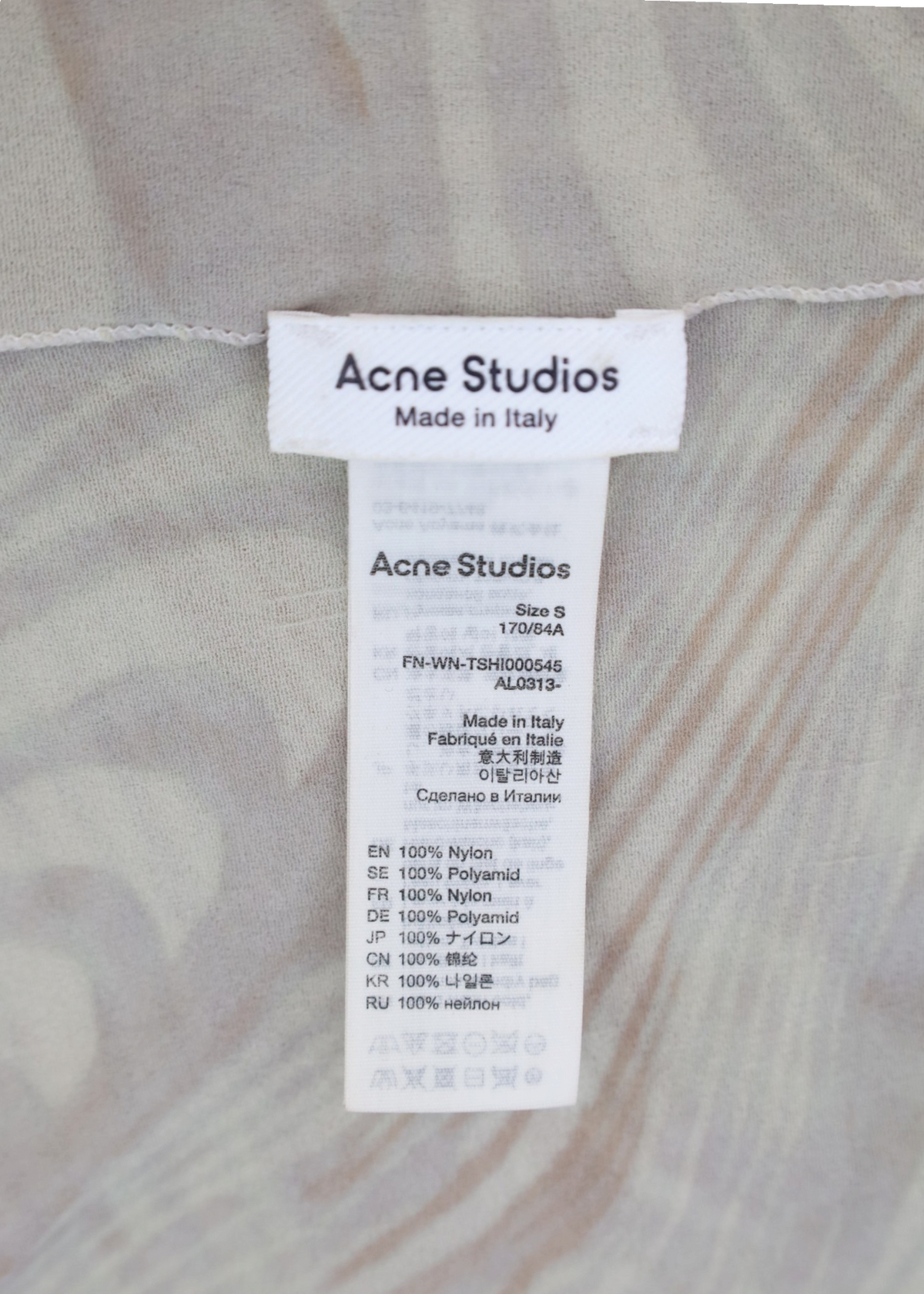ACNE STUDIOS Beige/Green Pattern Mesh Mock Neck Top