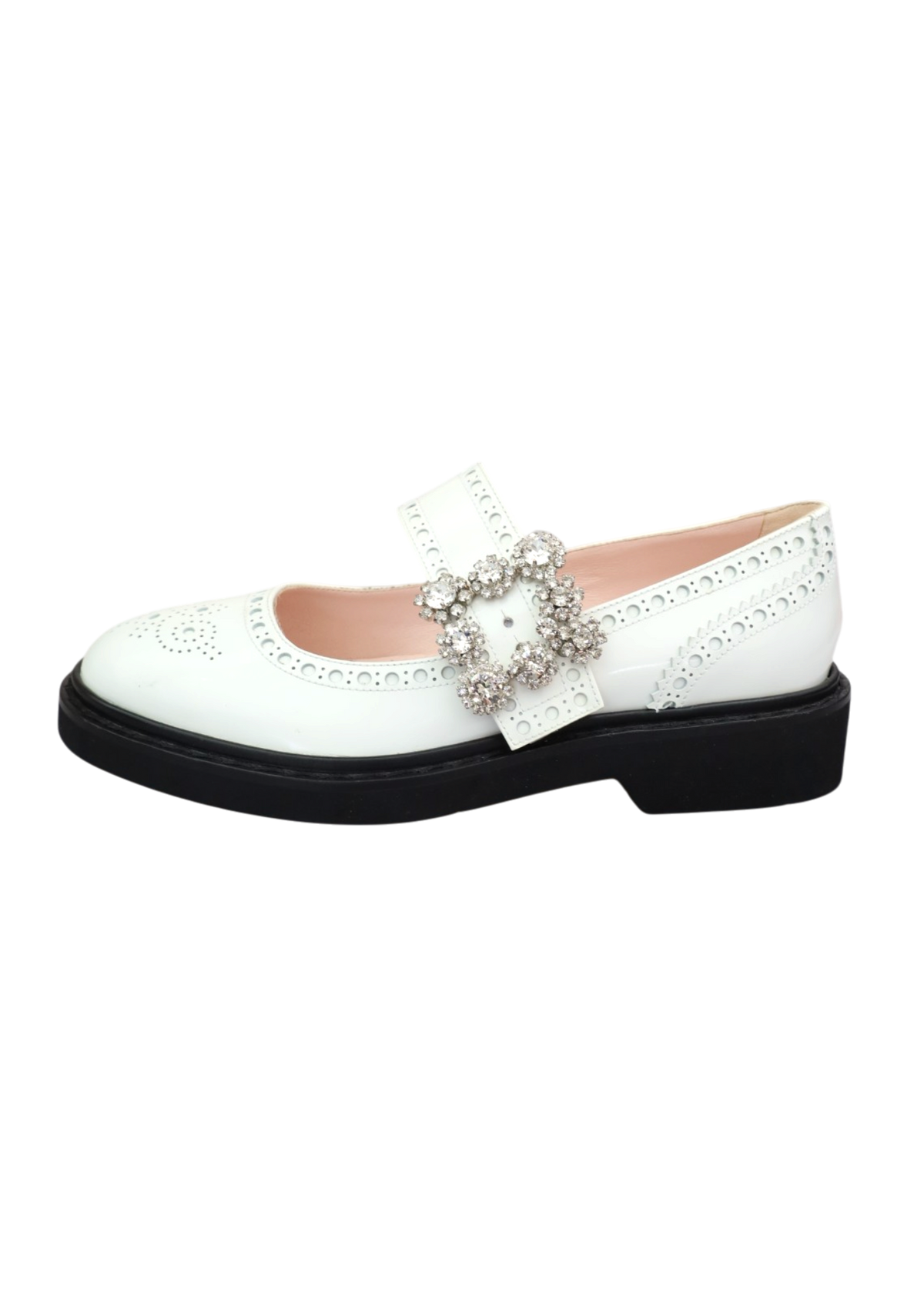 ROGER VIVIER 'Viv Rangers' White Leather Brogue Mary Janes