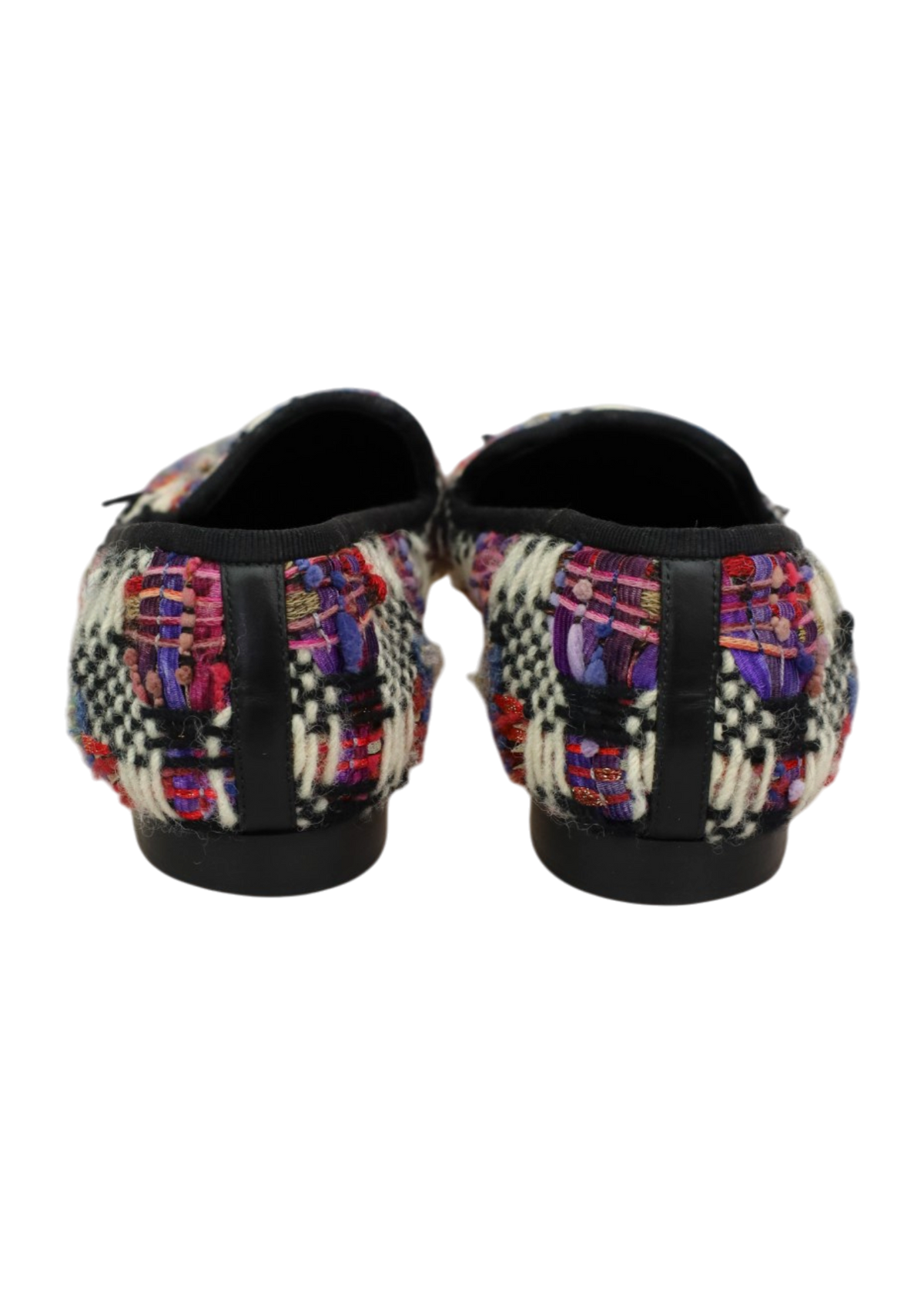 CHANEL Black/Purple Tweed Leather Cap Toe Loafer
