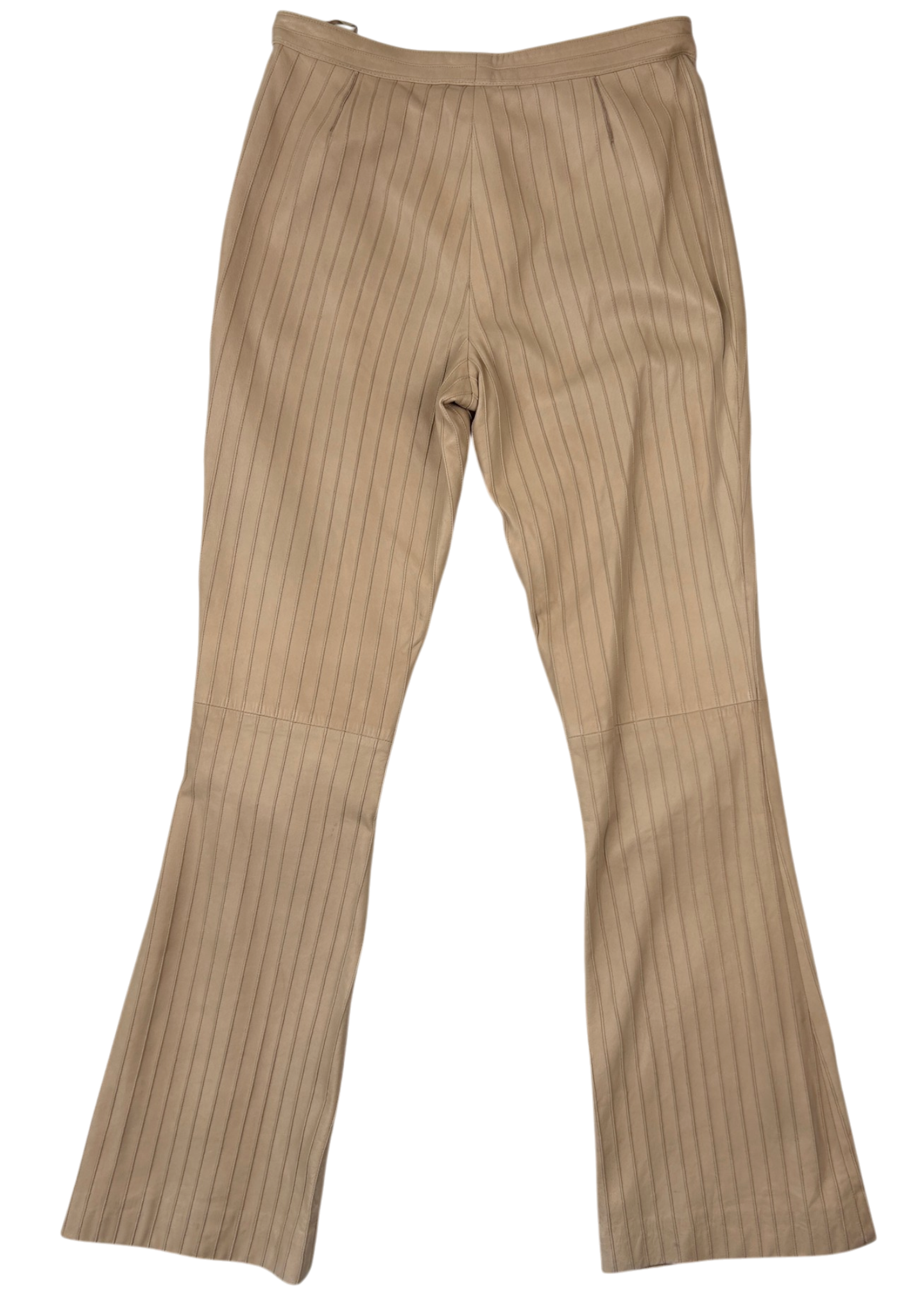 GUCCI VINTAGE (AS IS) FW1999 Tom Ford Beige Pinstripe Leather Flare Pants