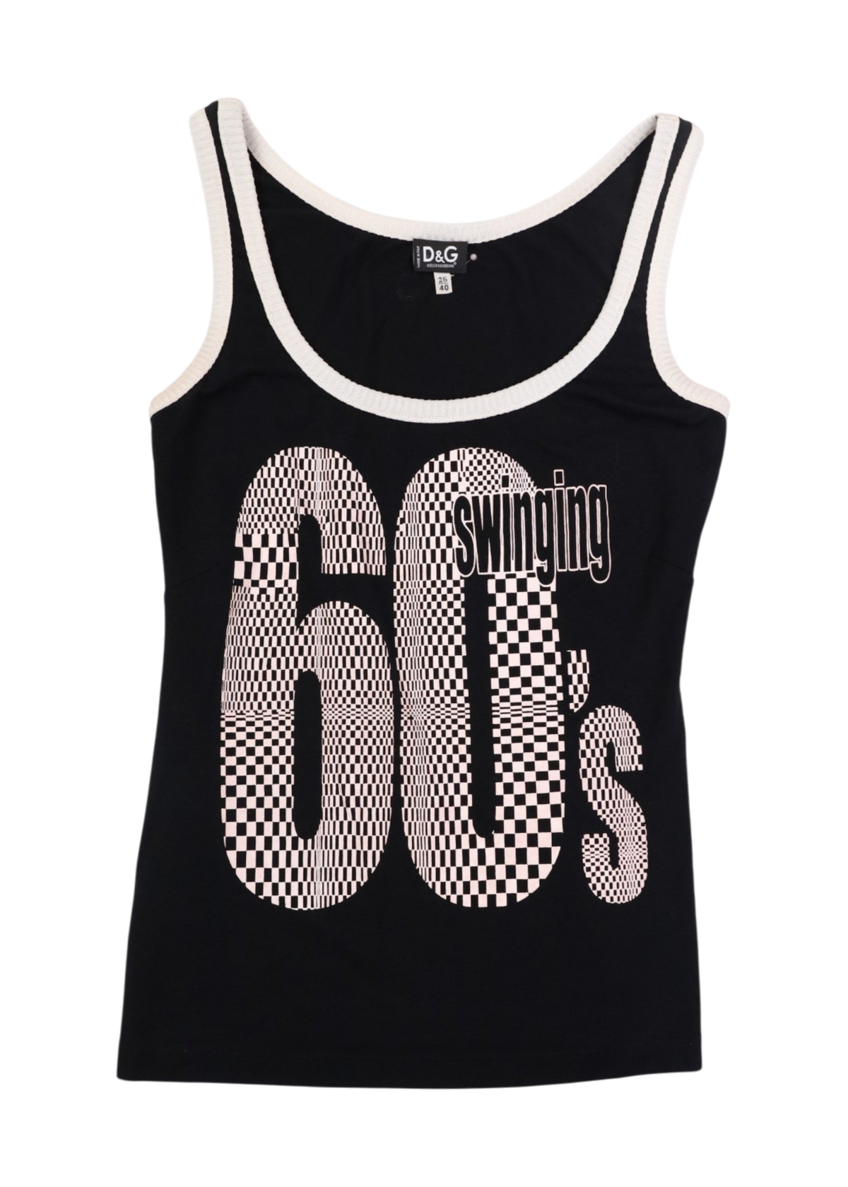 DOLCE & GABBANA (AS IS) Black/White 'Swinging 60's' Print Tank