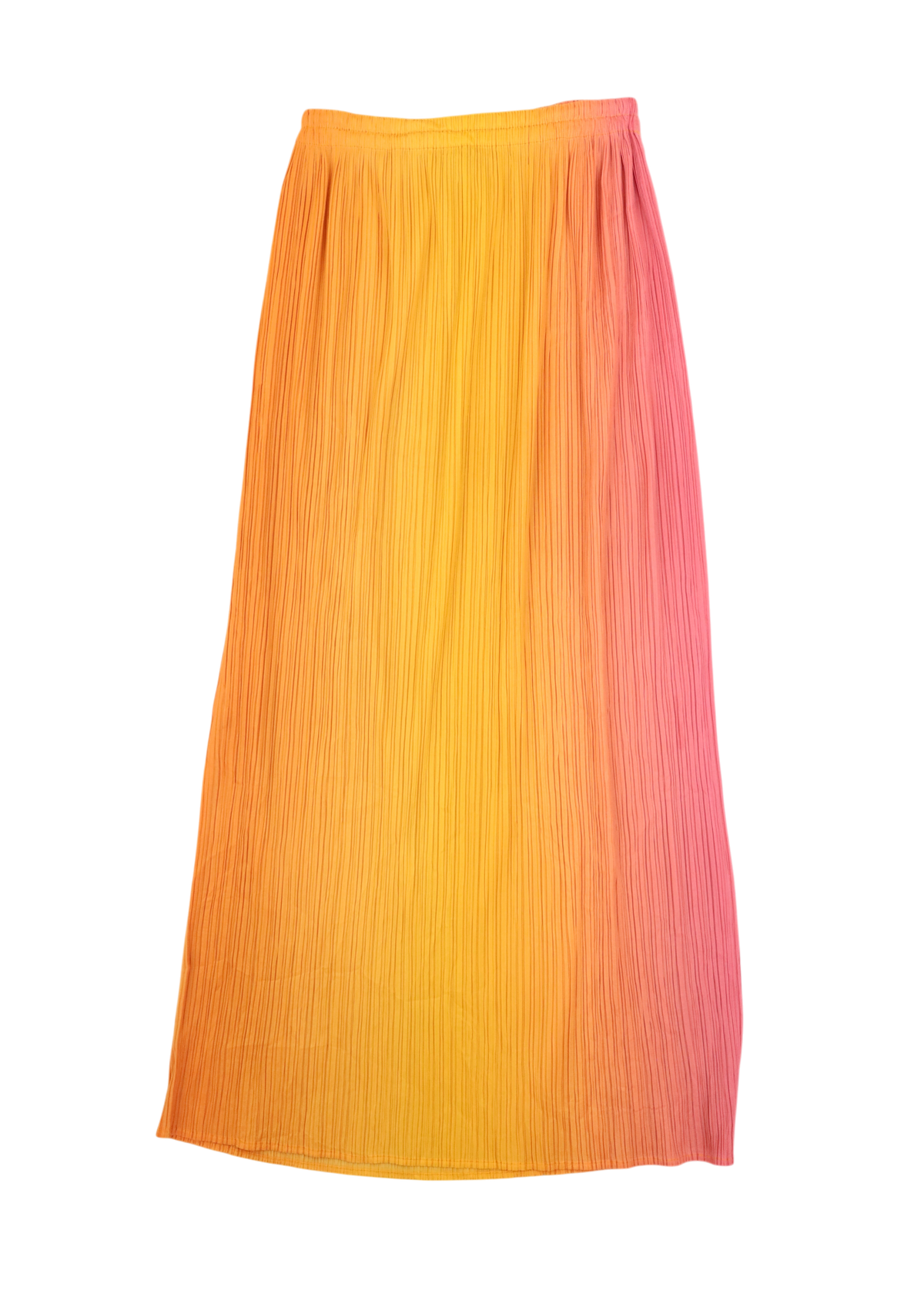 ISSEY MIYAKE PLEATS PLEASE (AS IS) SS1996 Yellow/Pink Gradient Plisse Maxi Skirt