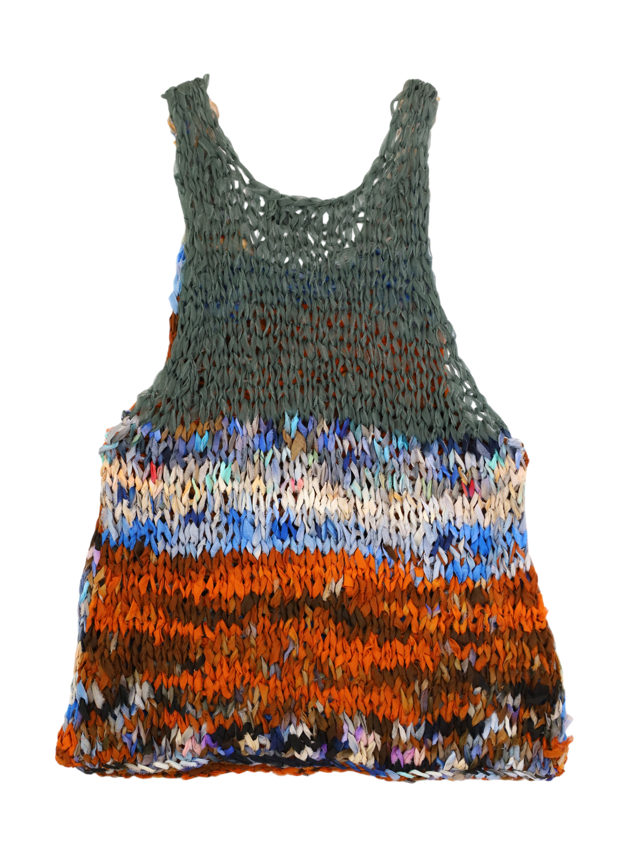 DRIES VAN NOTEN (AS IS) Orange/Blue Gradient Cotton/Silk Woven Tank