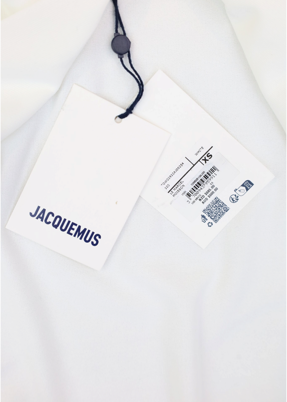 JACQUEMUS (NWT) 'Le T-Shirt Moisson' White Draped Tee