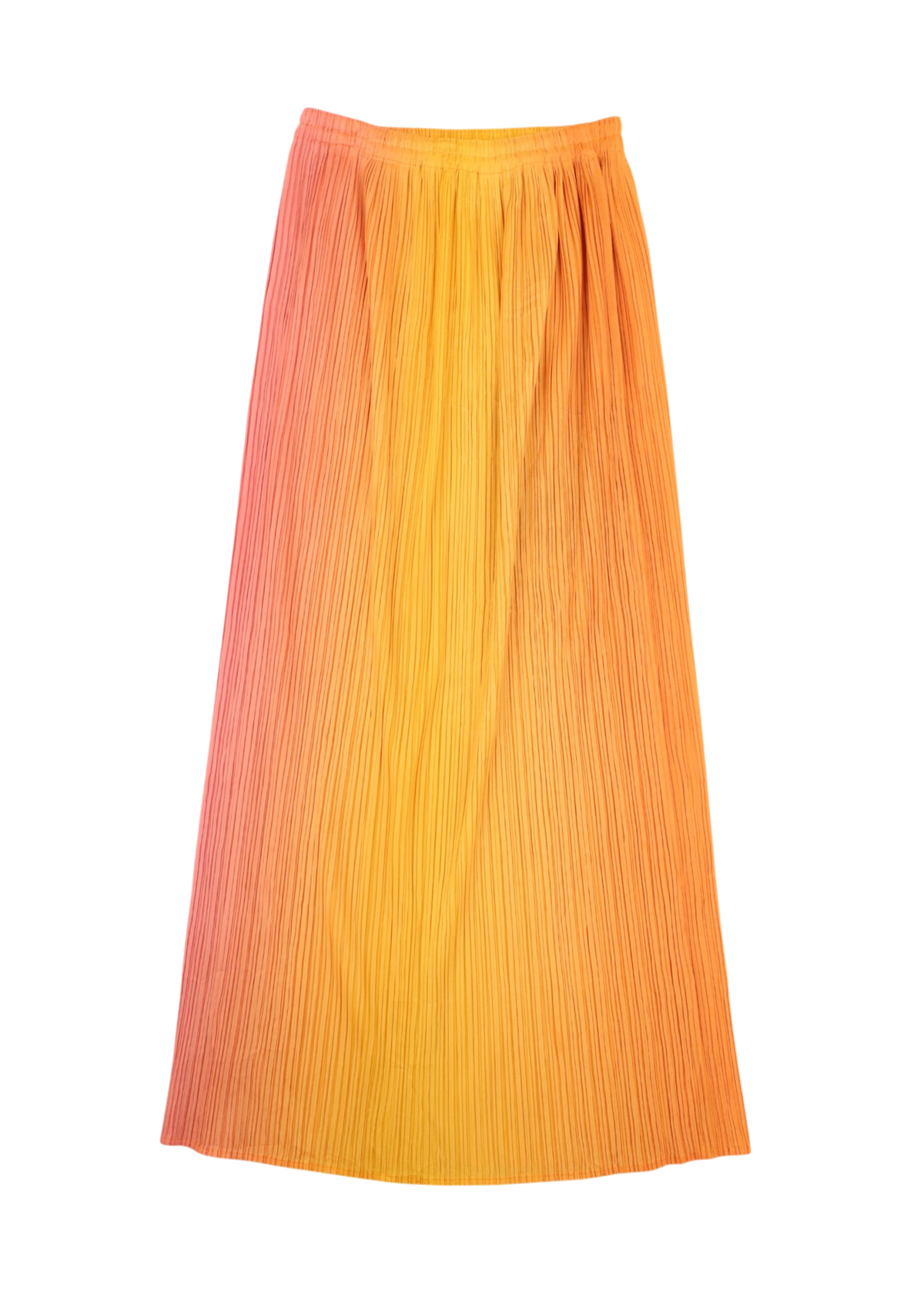 ISSEY MIYAKE PLEATS PLEASE (AS IS) SS1996 Yellow/Pink Gradient Plisse Maxi Skirt