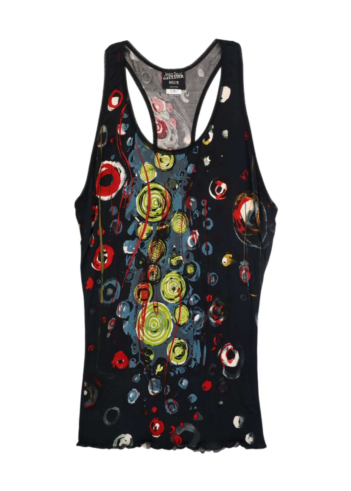 JEAN PAUL GAULTIER (AS IS) 2000s Black/Multi Abstract Racerback Tank