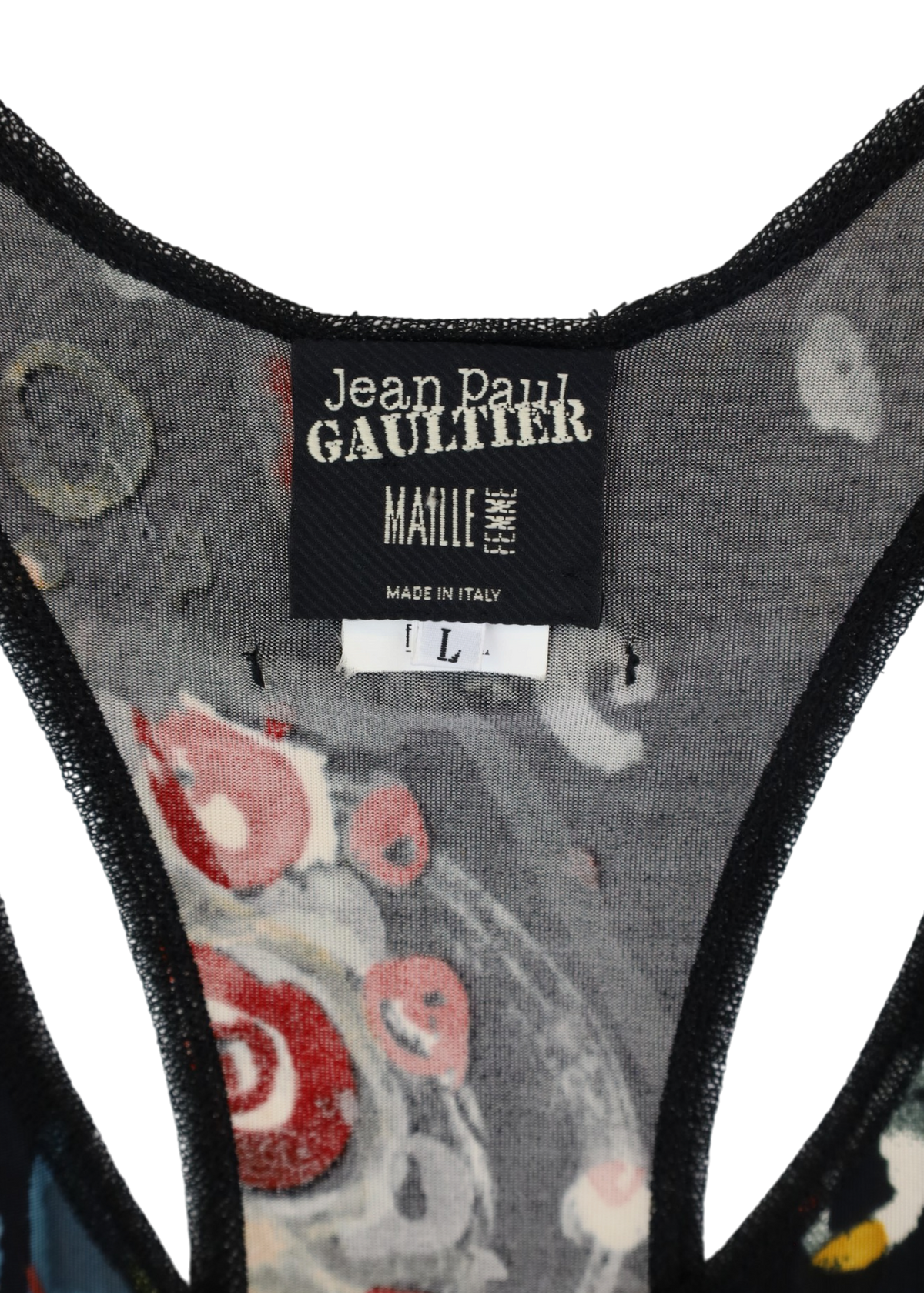JEAN PAUL GAULTIER (AS IS) 2000s Black/Multi Abstract Racerback Tank