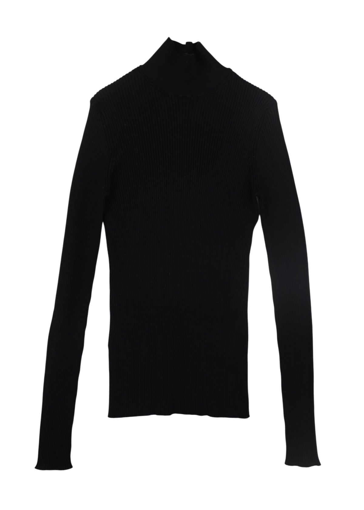 PRADA (NWT) 2023 Black Ribbed Knit Mock Neck Top