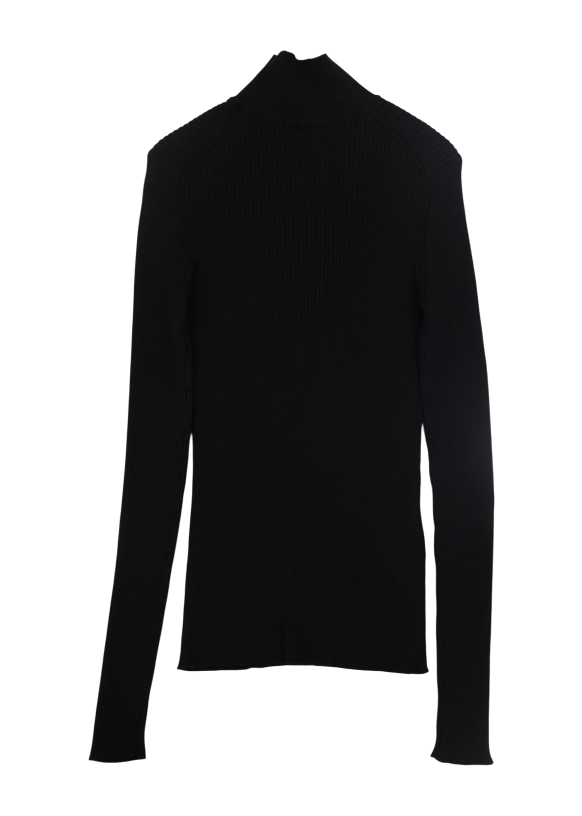 PRADA (NWT) 2023 Black Ribbed Knit Mock Neck Top