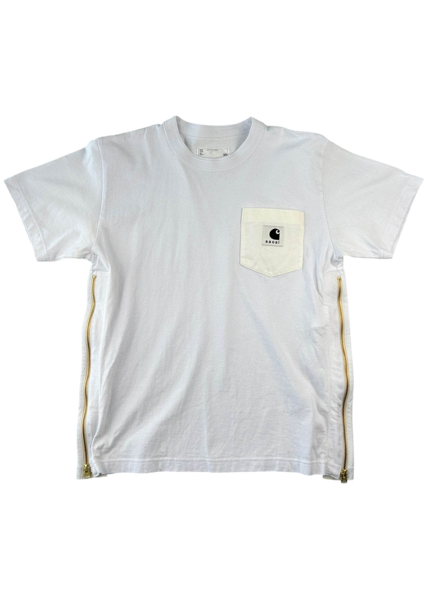 SACAI X CARHARTT Cotton Zip Detail Tee