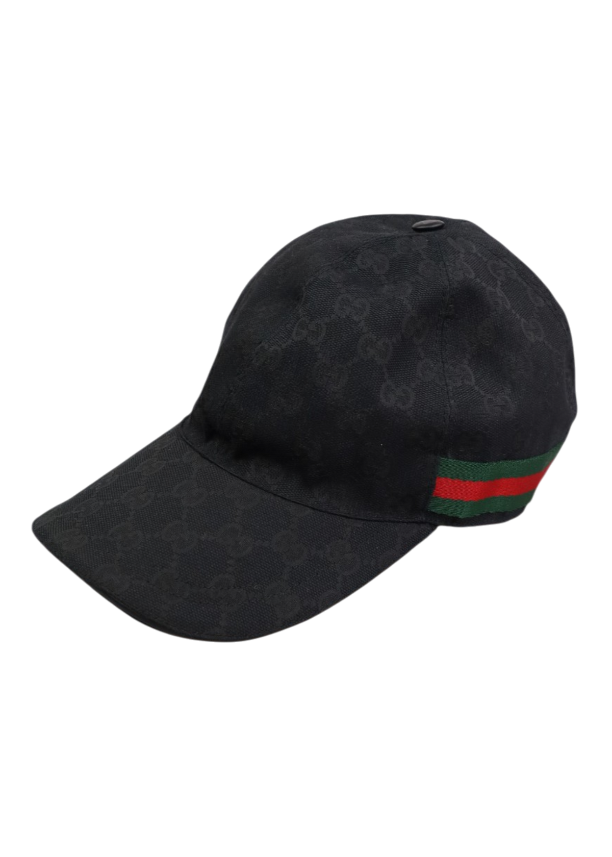 GUCCI Black Monogram Stripe Cap