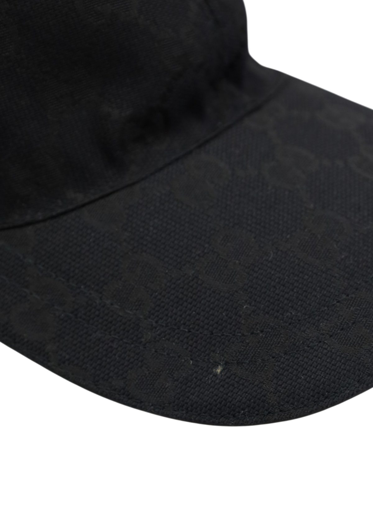 GUCCI Black Monogram Stripe Cap