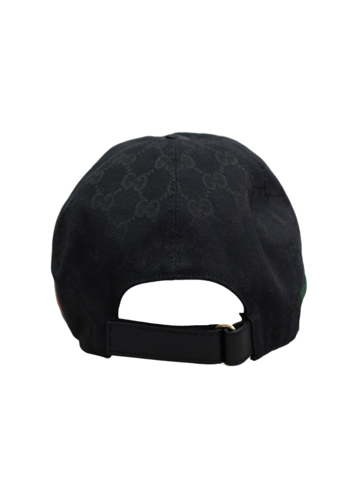 GUCCI Black Monogram Stripe Cap