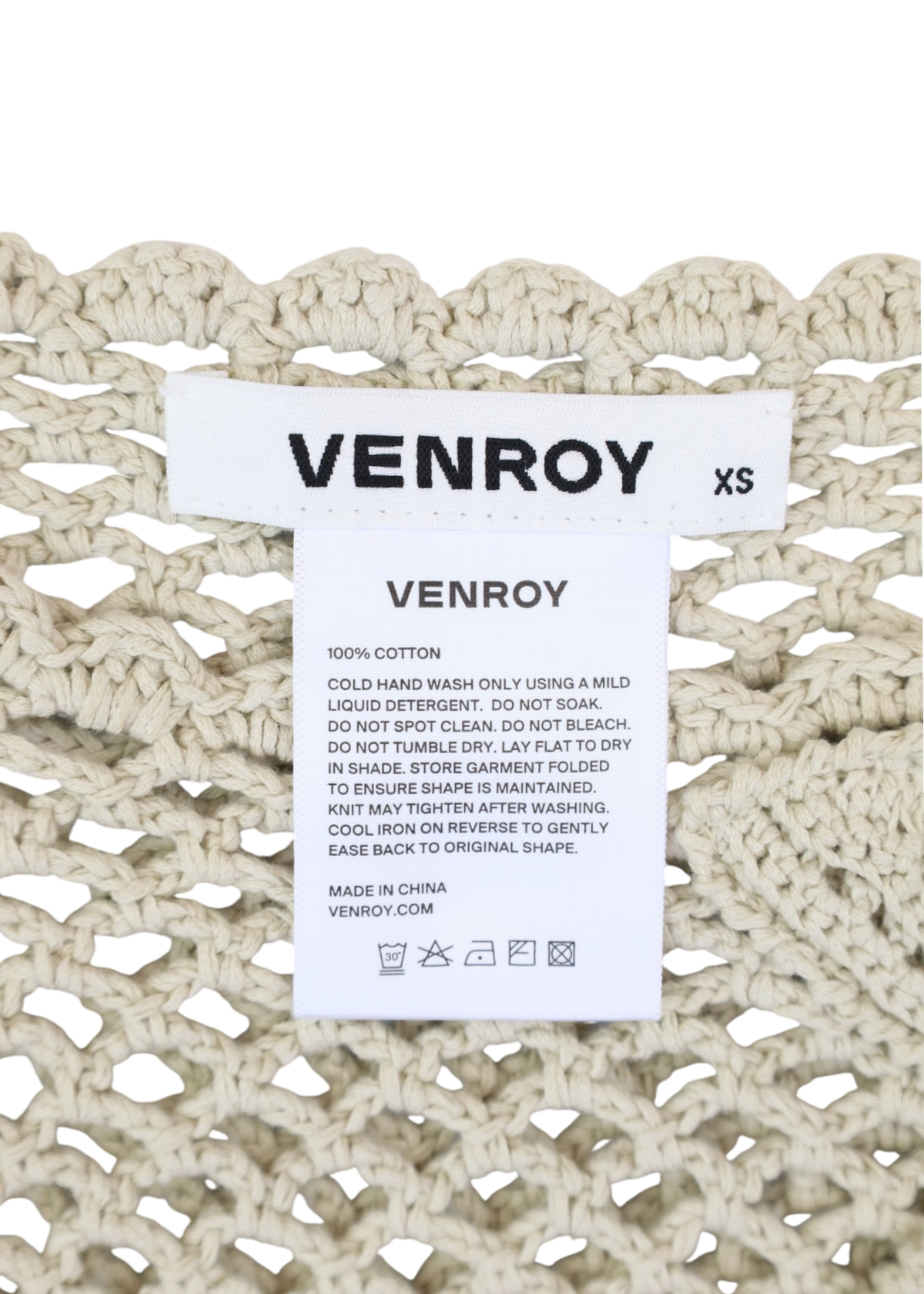 VENROY Ecru Cotton Floral Crochet Mini Dress