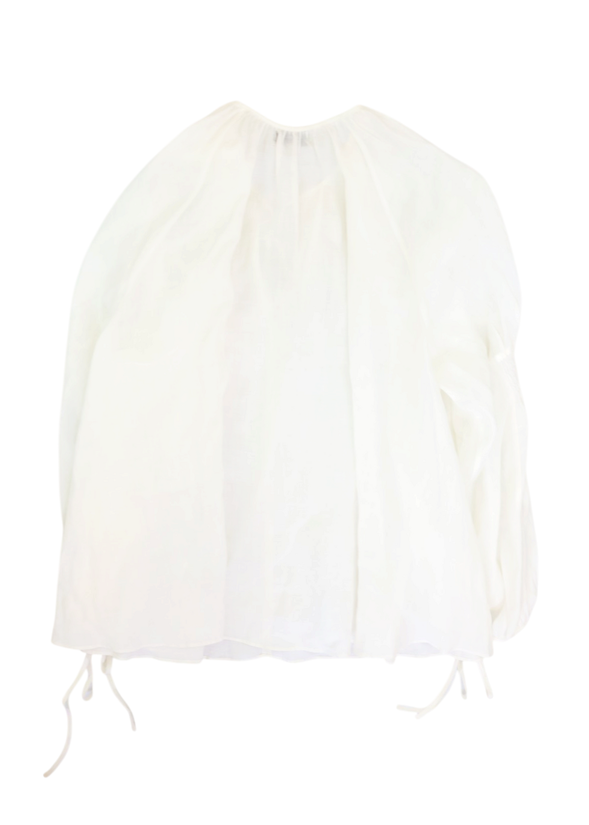 LEE MATHEWS White Shirred Sleeve Poet Blouse