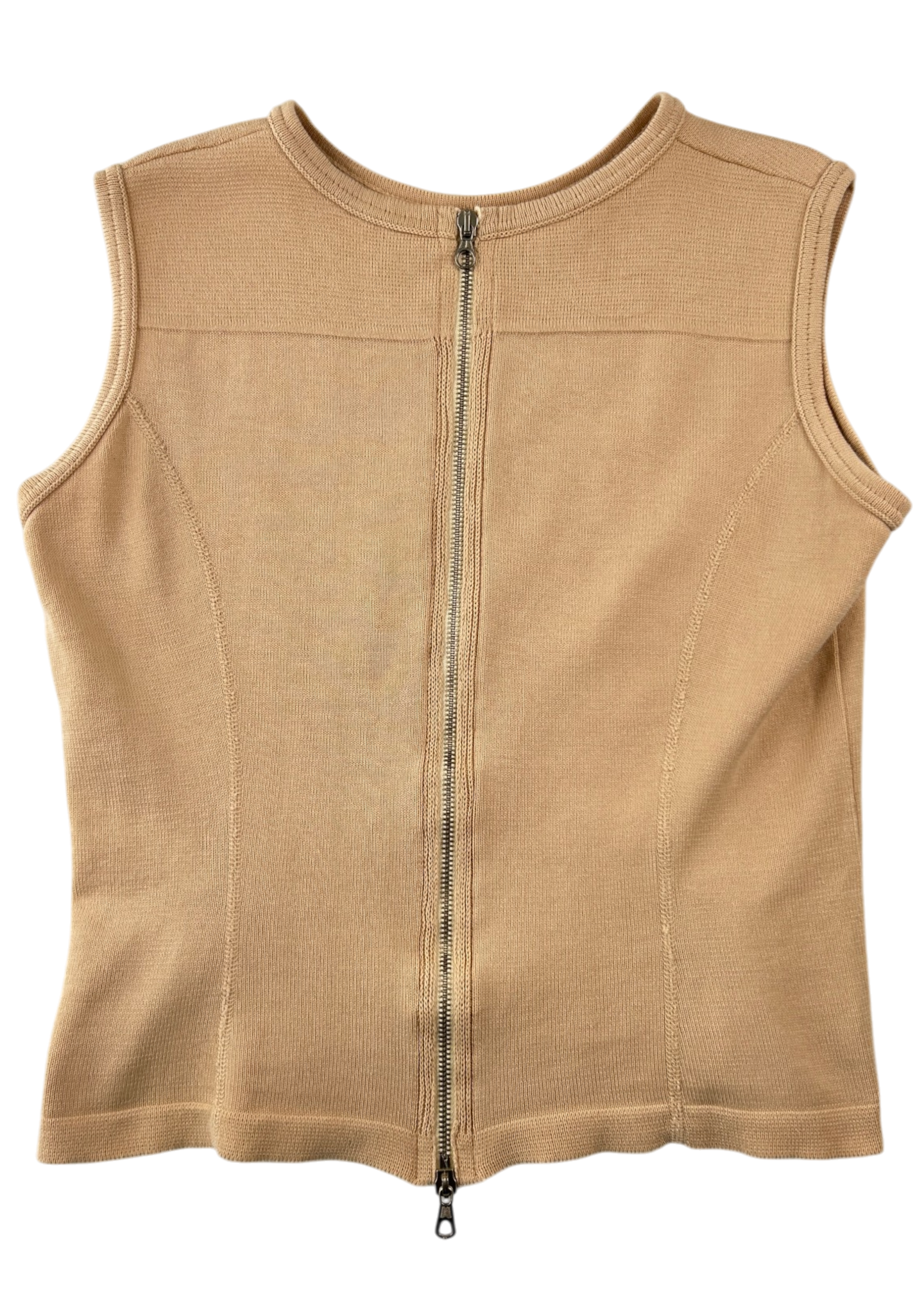 DRIES VAN NOTEN Beige Cotton Knit Zip Back Top
