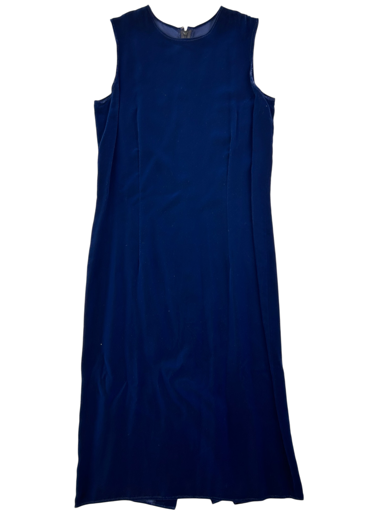 COMME DES GARCONS 1998 Blue Velour Sleeveless Midi Dress