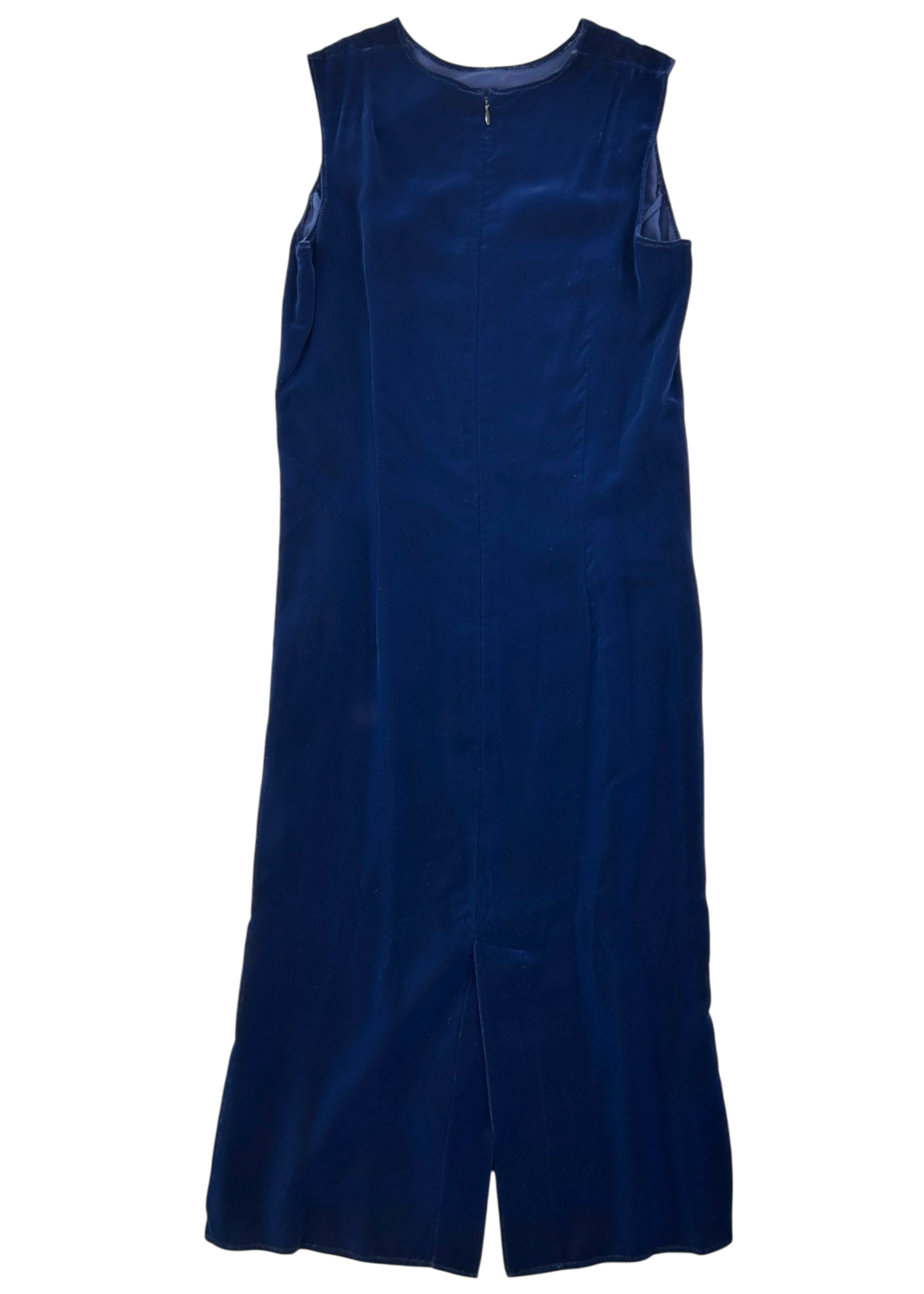 COMME DES GARCONS 1998 Blue Velour Sleeveless Midi Dress